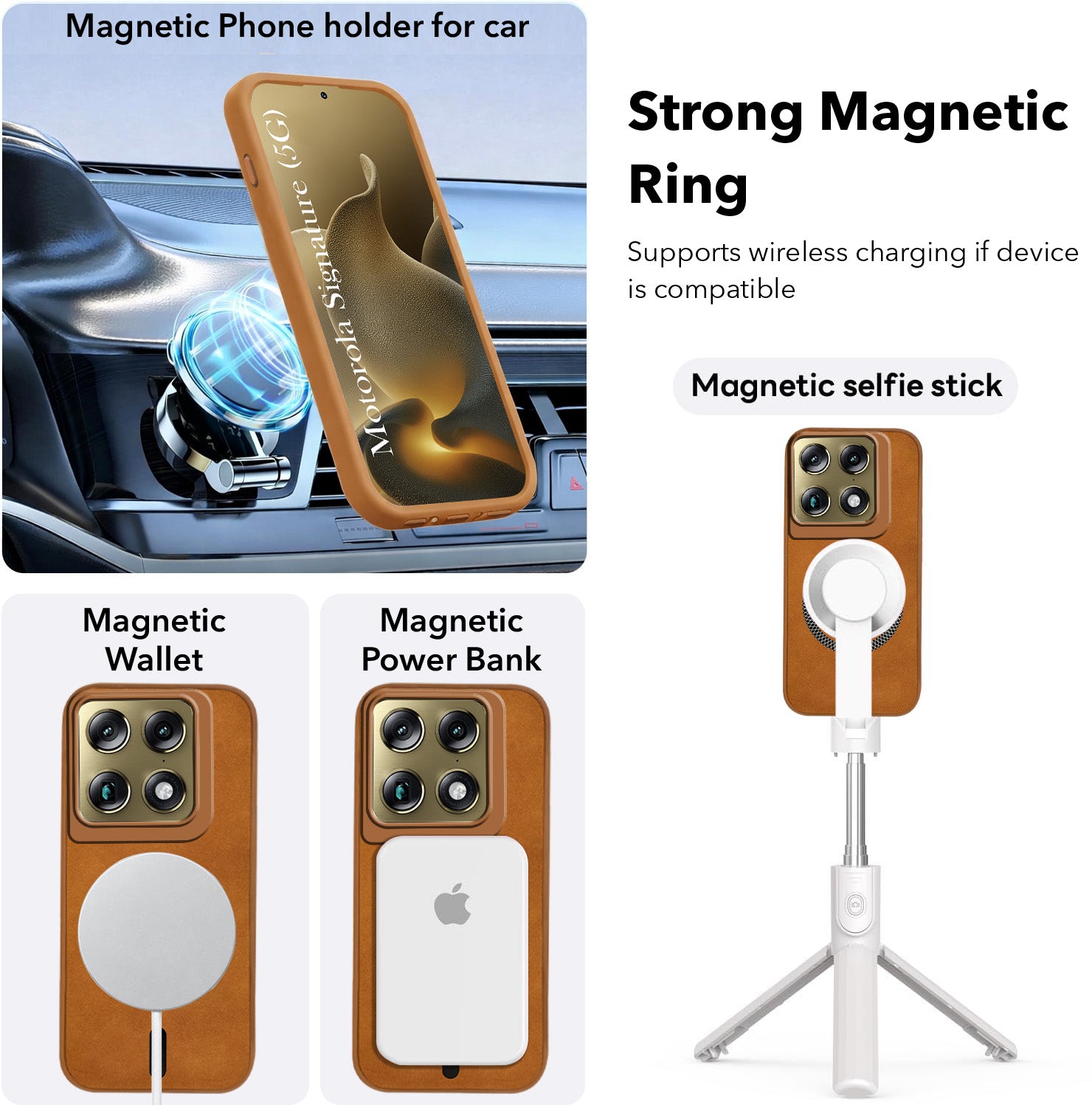 For Motorola Moto Signature 5G Back Cover Case Leather Finish (MagSafe Compatible Wireless Charging | Soft Touch | Camera Bump Protection)