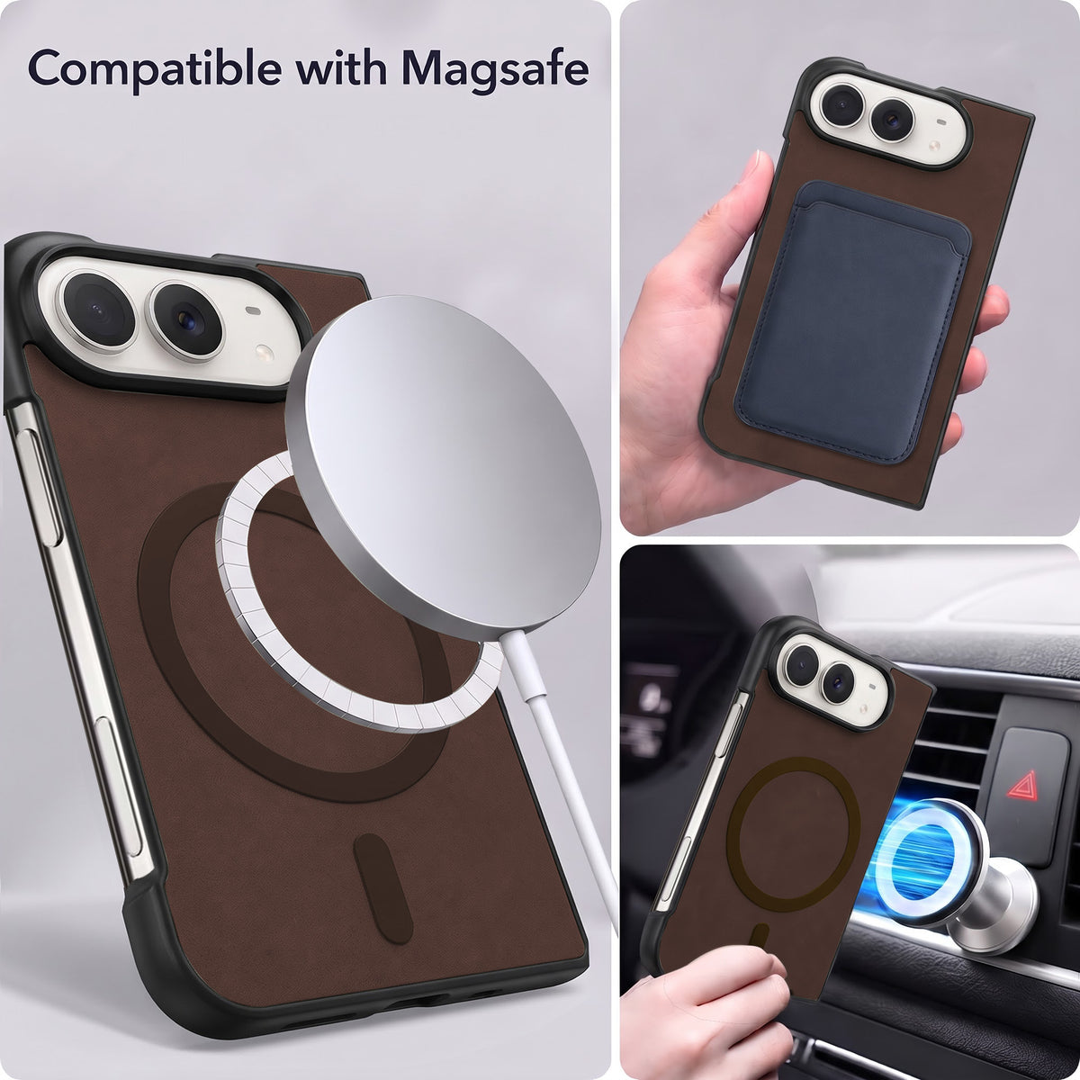 For Apple iPhone Duo Back Cover Case Leather Finish (MagSafe Wireless Charging Compatible | Inside Microfiber Cloth)