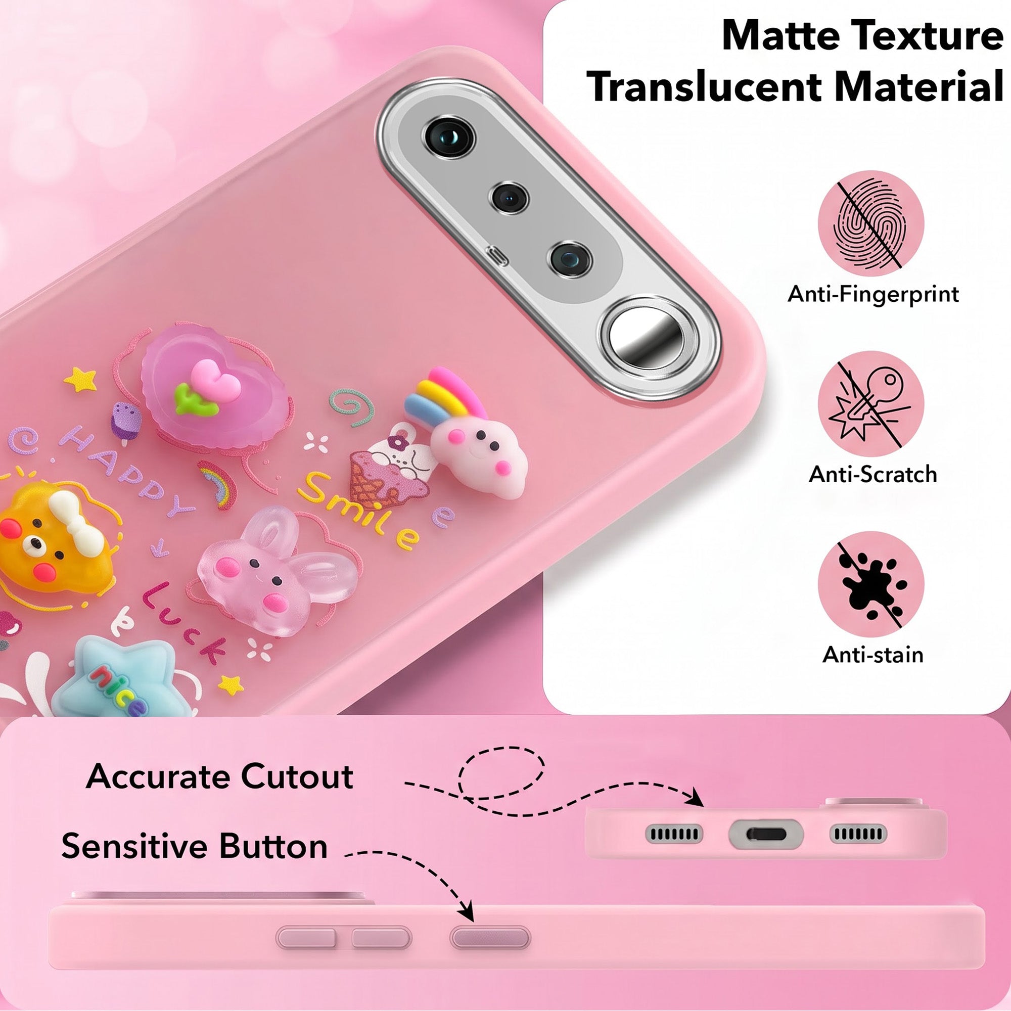 For Realme 16 Back Cover Case (3D Cute Cartoons | Hard Back Side Soft | Matte Premium Finish | HD Printing)