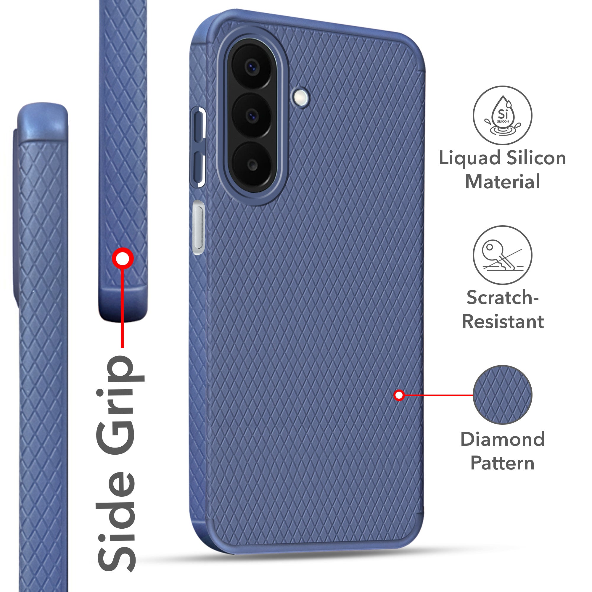 For Samsung Galaxy F70 Pro 5G Back Cover Case Liquid Silicone (Camera Protection | Side Grip Texture | Soft and Flexible)