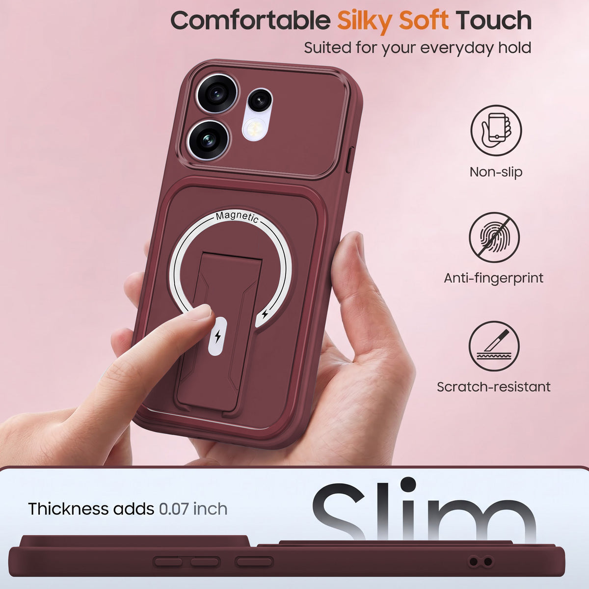 For Oppo Reno 16 Back Case Cover Metallic (Hybrid Armor Kickstand | MagSafe Compatible | Camera Protection Shockproof)