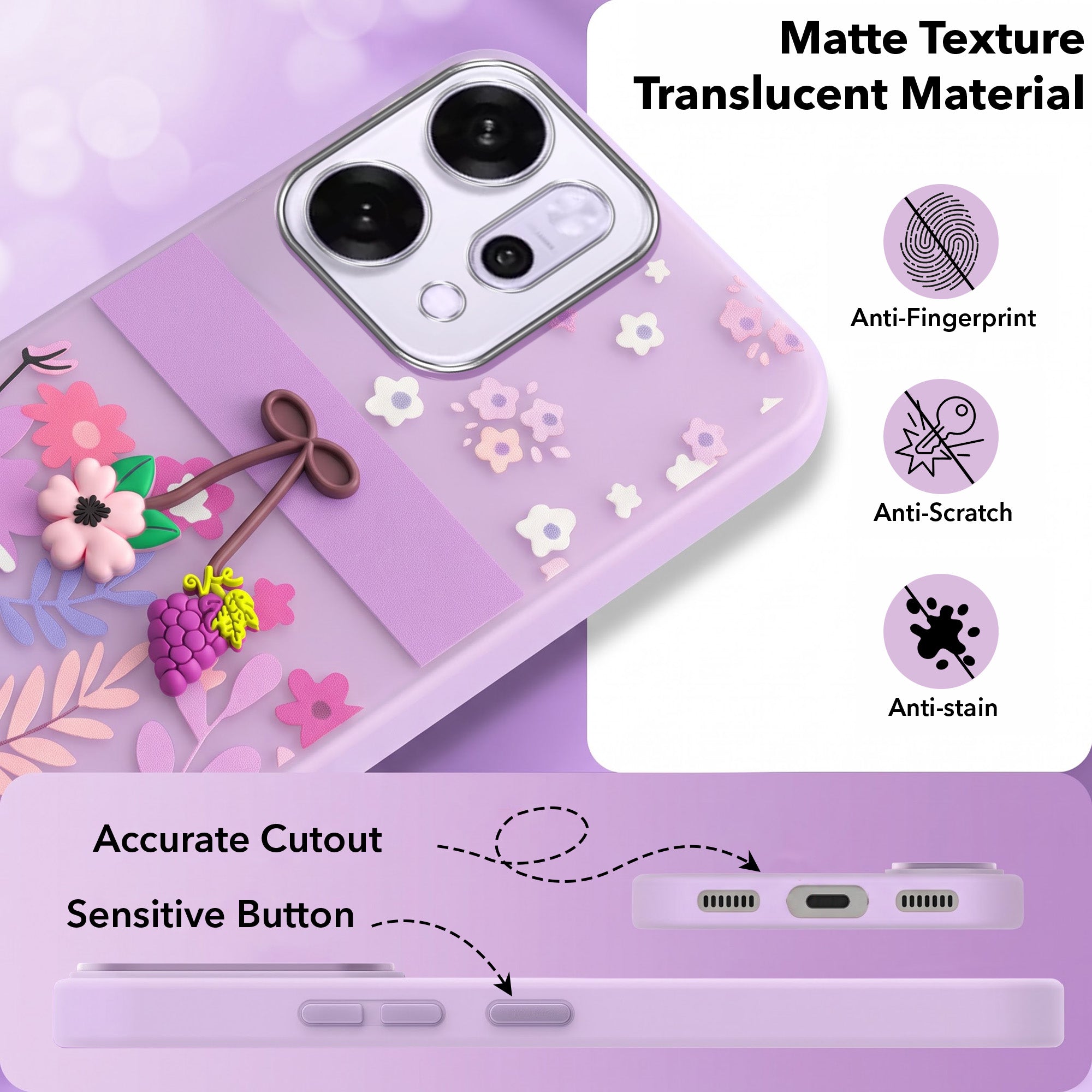 For Oppo Reno14 5G | Oppo Reno 14 5G Back Cover Case (3D Cute Cartoons | Hard Back Side Soft | Matte Premium Finish | HD Printing)
