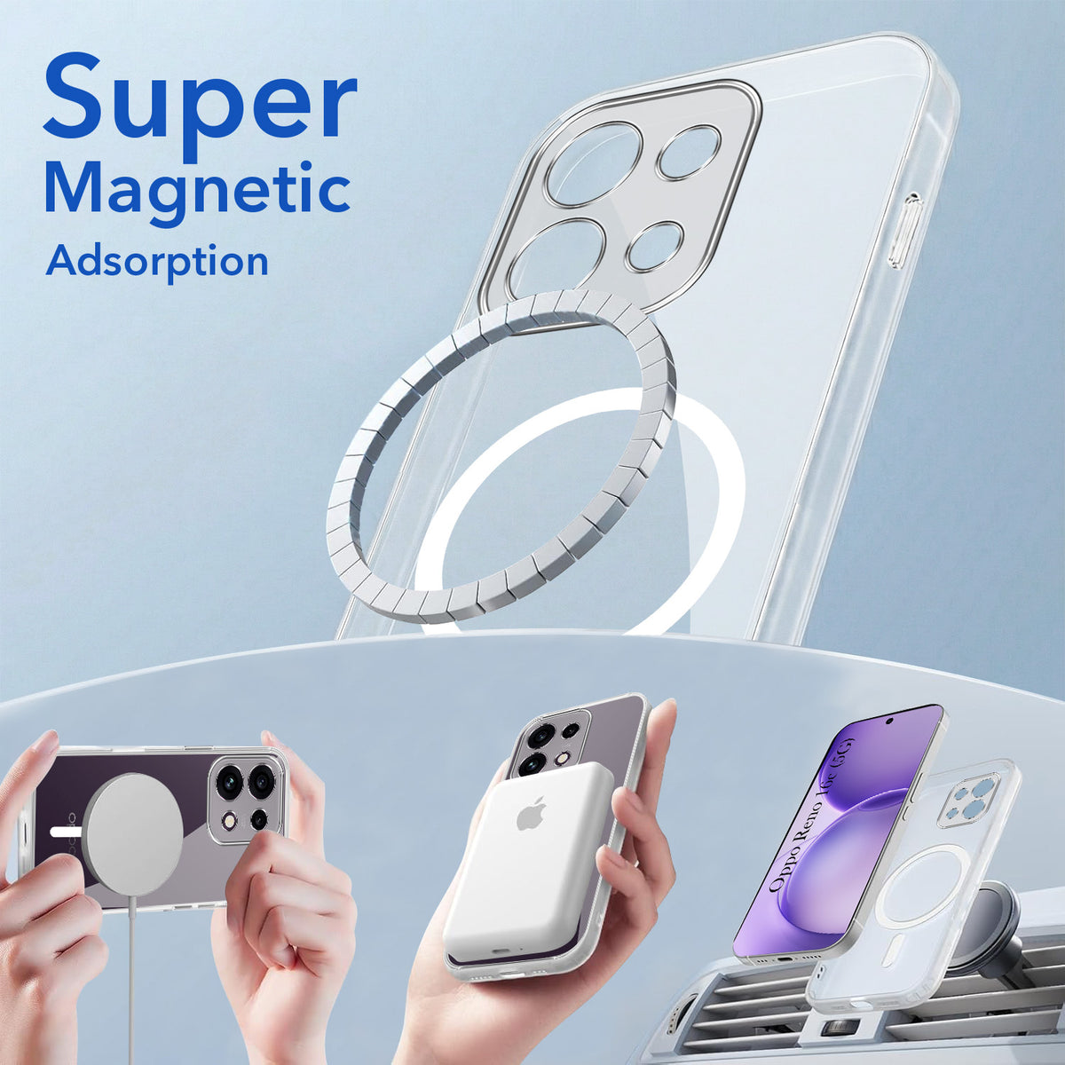 For Oppo Reno 16C 5G Back Cover Case Lifetime Anti-Yellow MagSafe Compatible Clear (Sleek Hard Crystal | Shockproof and Camera Protection)