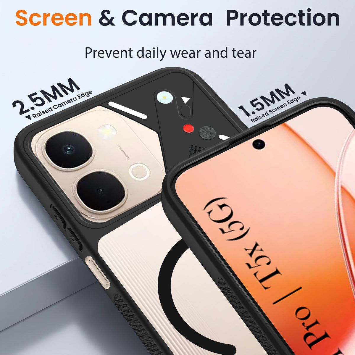 For Vivo Y51 Pro 5G | Vivo T5x Back Cover Case Lifetime Anti-Yellow Clear (Camera Protection | Side Grip | Wireless MagSafe Compatible)