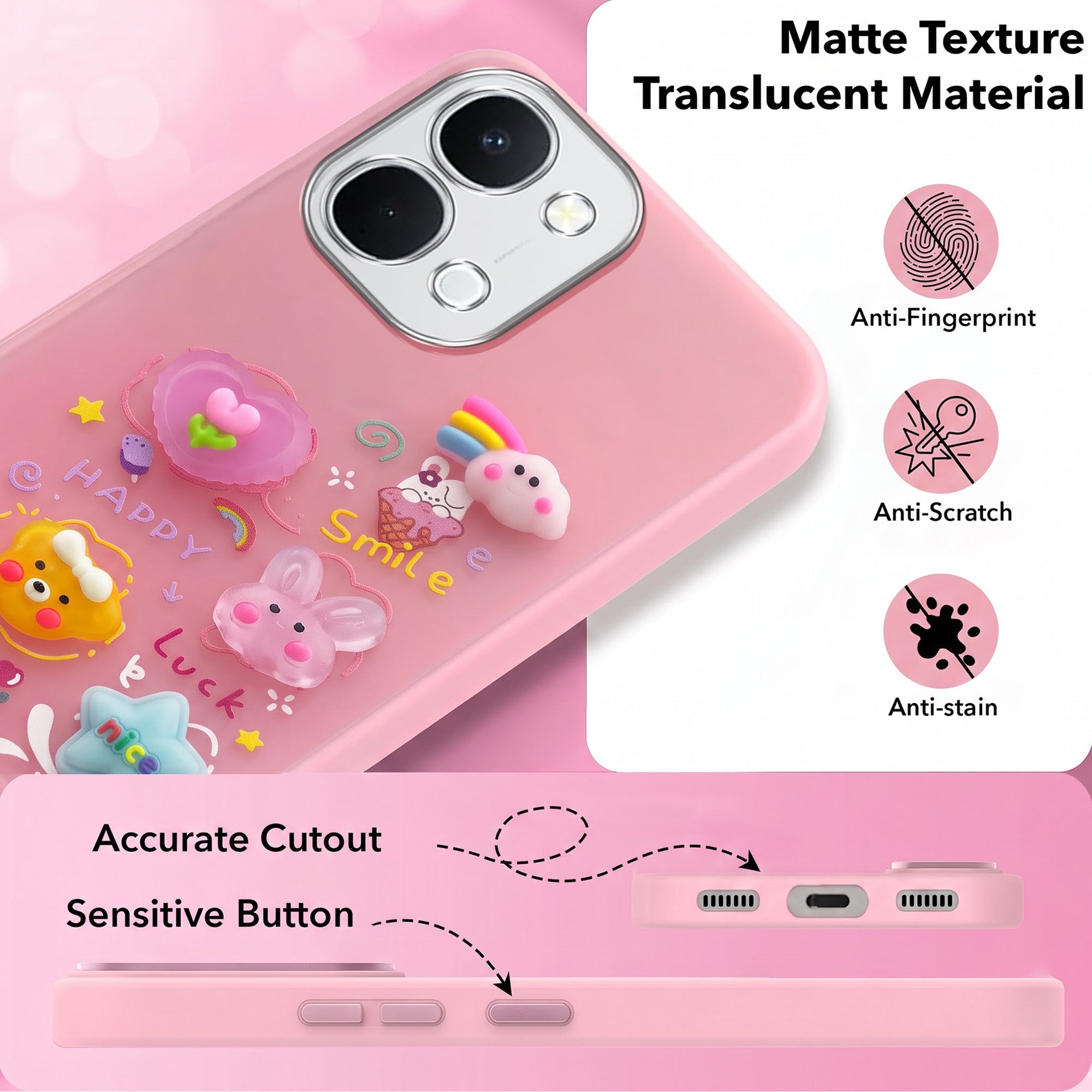 For Vivo iQOO Z11x 5G Back Cover Case (3D Cute Cartoons | Hard Back Side Soft | Matte Premium Finish | HD Printing)