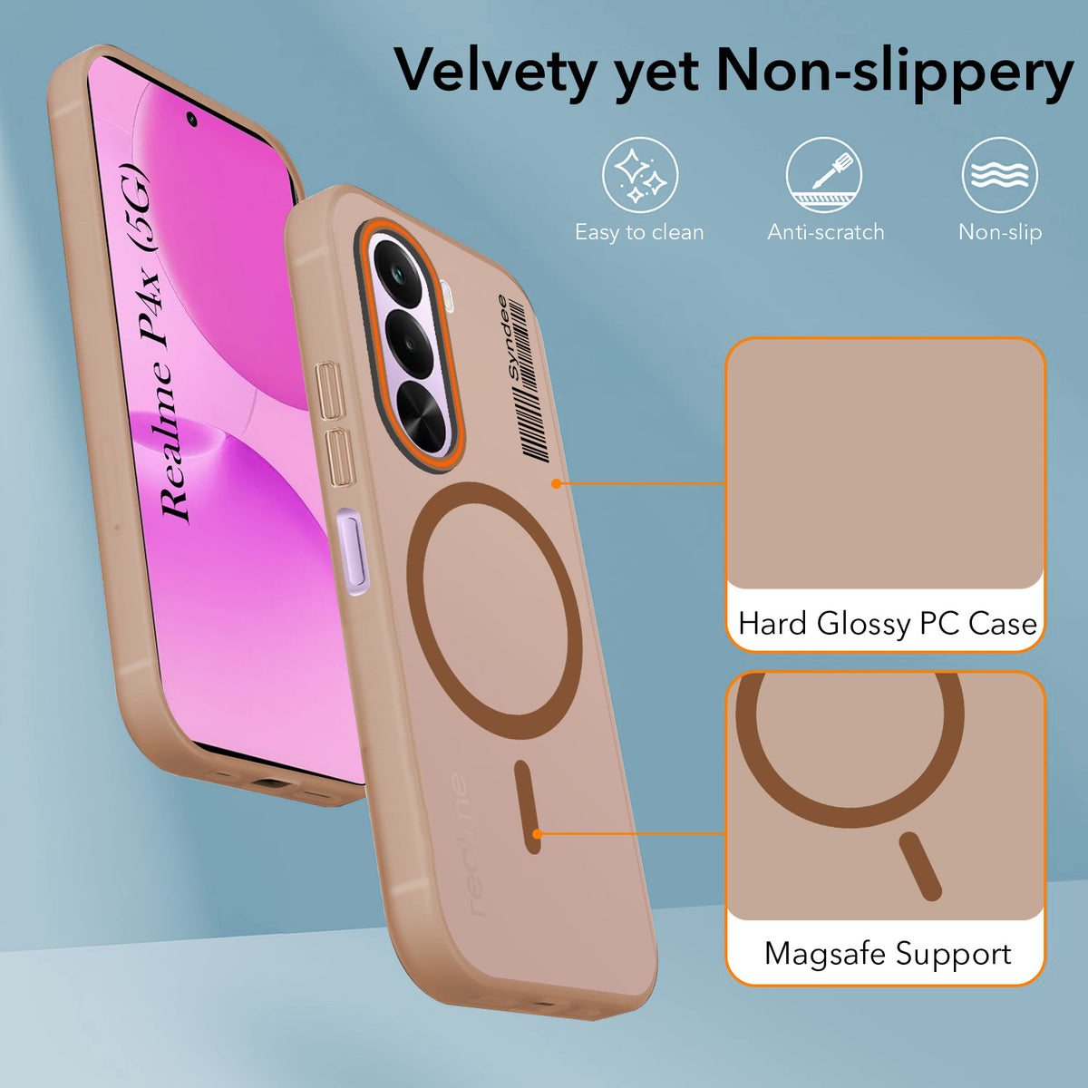 For Realme P4x Back Cover Case (Soft Touch | Camera Bump Protection | MagSafe Compatible | Matte Finish)