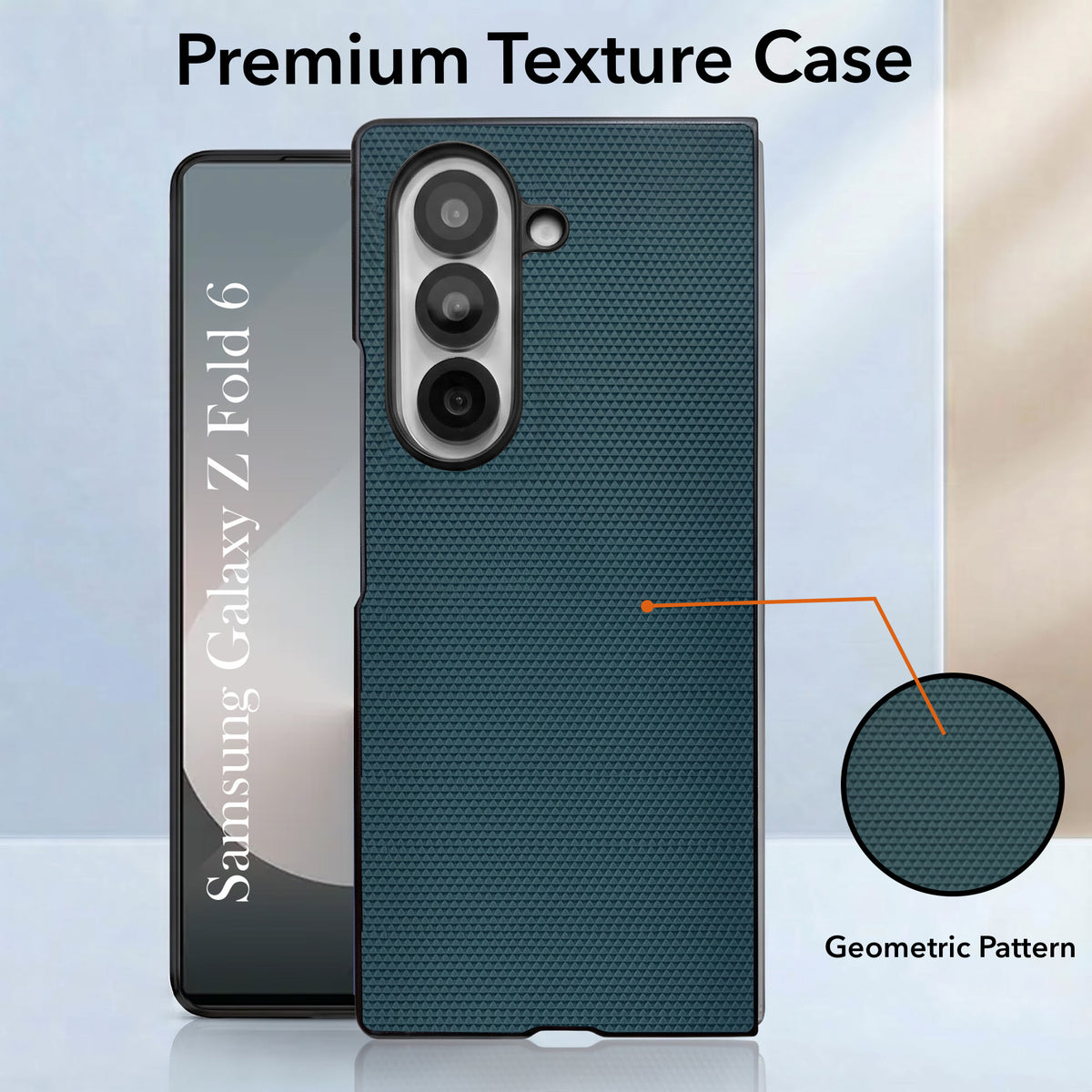 For Samsung Galaxy Z Fold 6 5G Premium Cover Case (Geometric Textured Hard PC | Soft Cloth Lining & Slim Shockproof Protection)