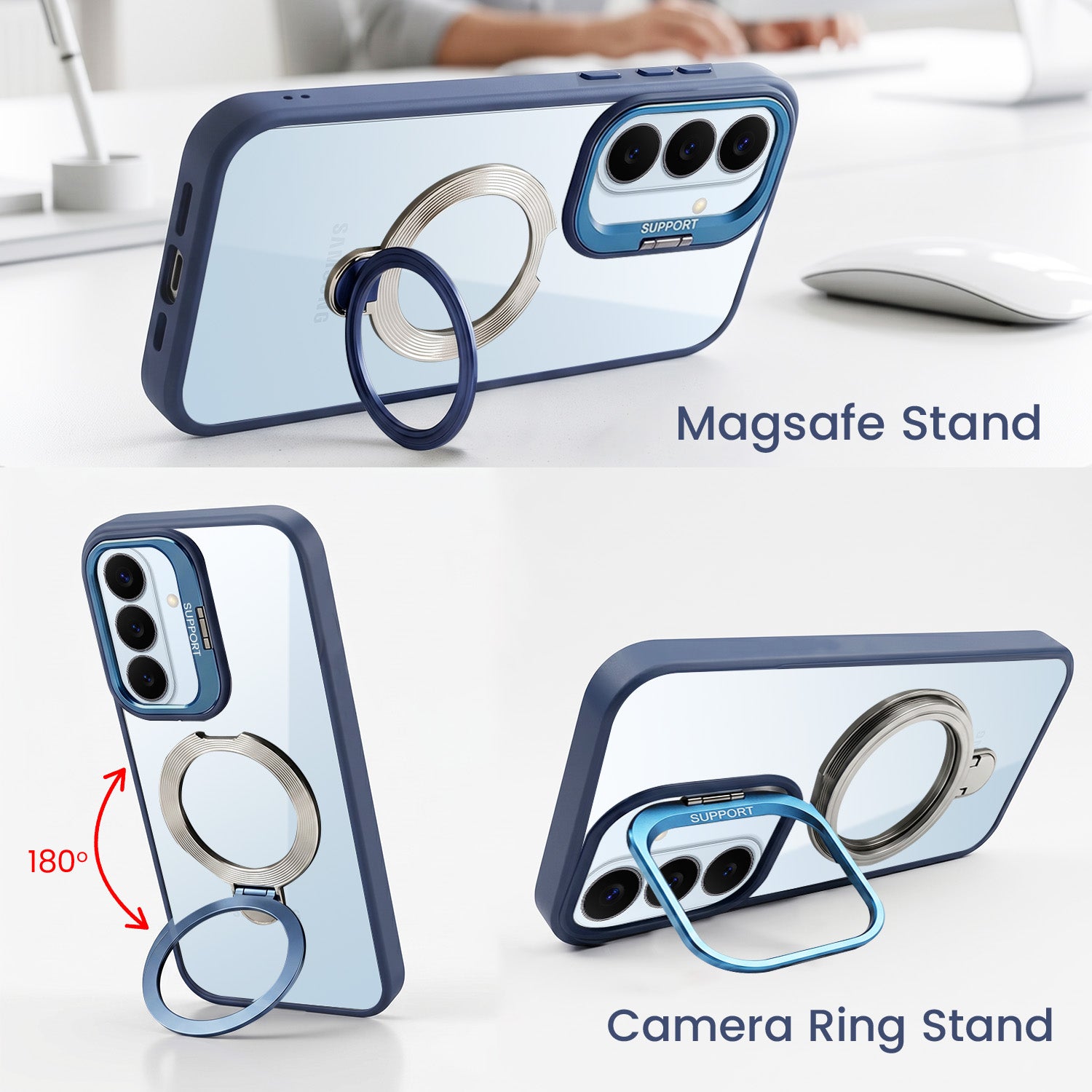 For Samsung Galaxy S26 5G Back Cover Case Crystal (Lifetime Anti Yellow | Magnetic Ring Stand | Camera Lens Protection | MagSafe Compatible)