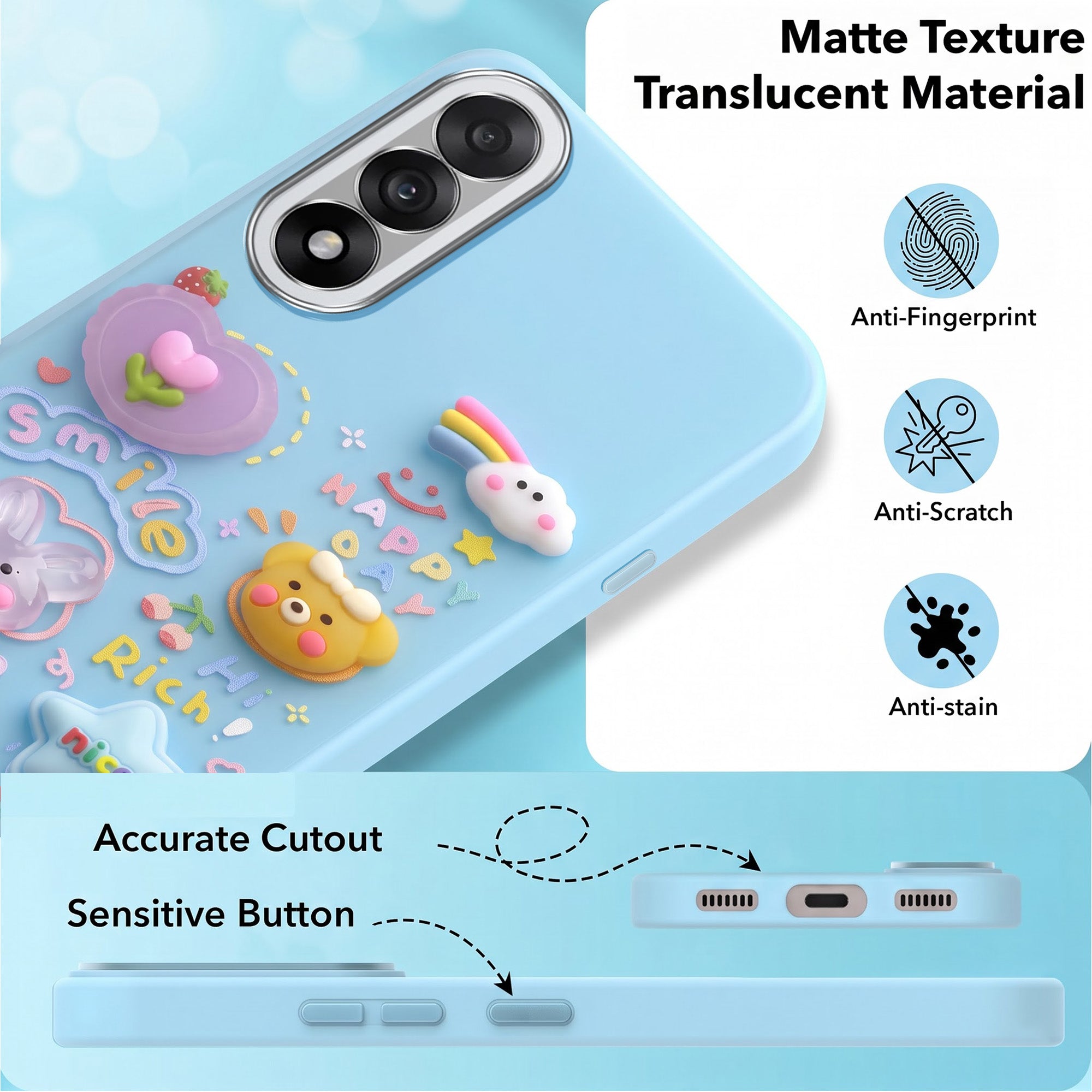 For Oneplus Nord 5 Back Cover Case (3D Cute Cartoons | Hard Back Side Soft | Matte Premium Finish | HD Printing)