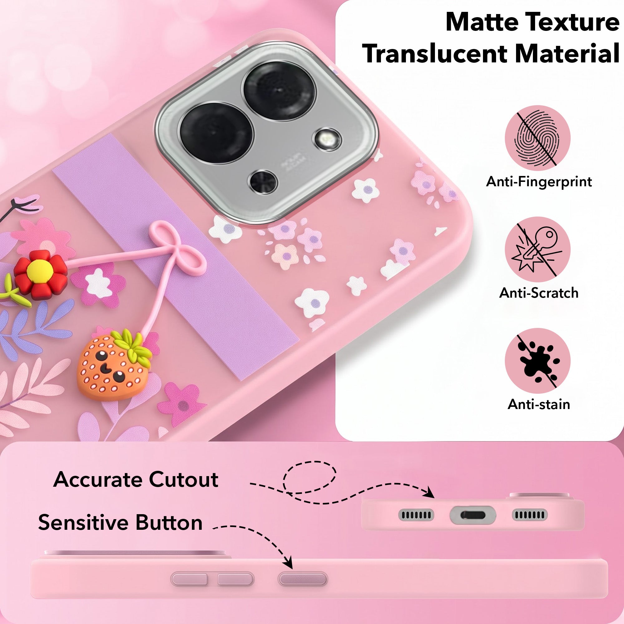 For Poco C85 5G Back Cover Case (3D Cute Cartoons | Hard Back Side Soft | Matte Premium Finish | HD Printing)
