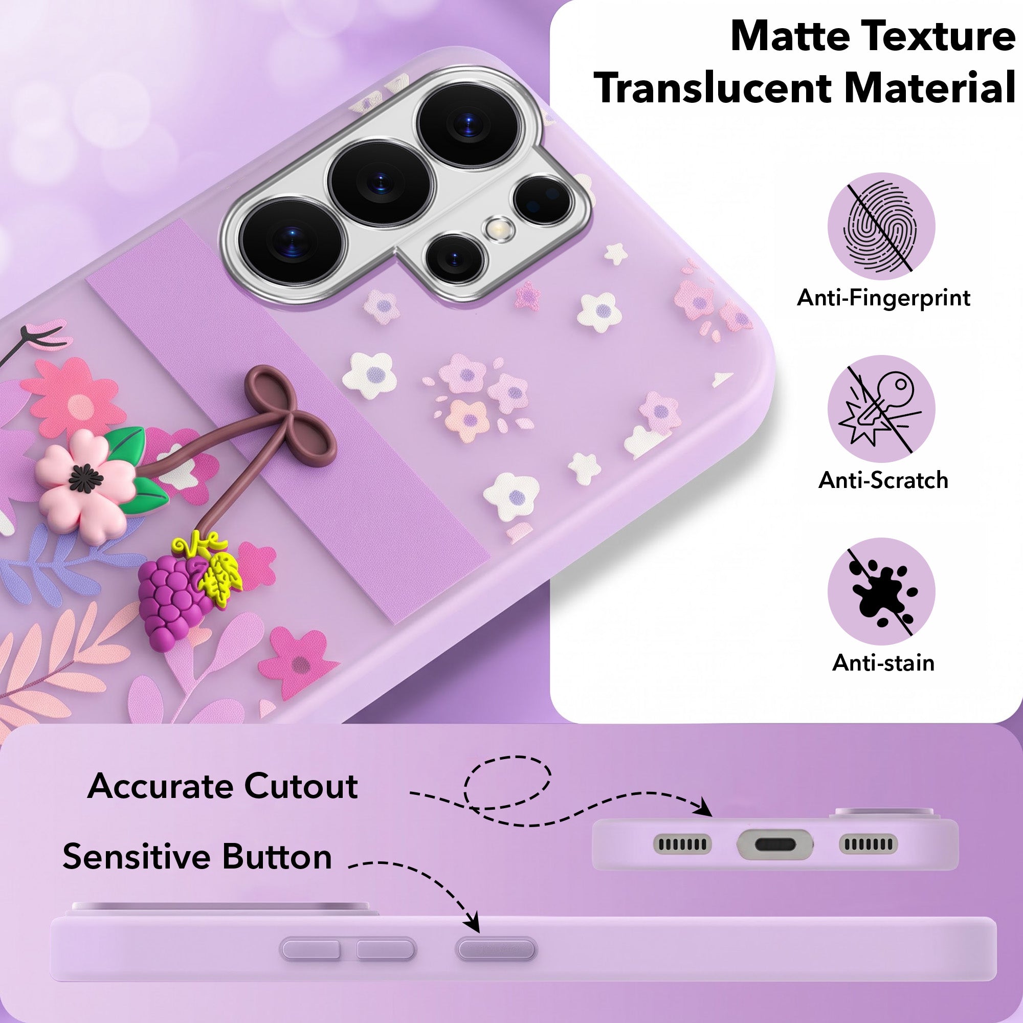 For Samsung Galaxy S26 Ultra Back Cover Case (3D Cute Cartoons | Hard Back Side Soft | Matte Premium Finish | HD Printing)