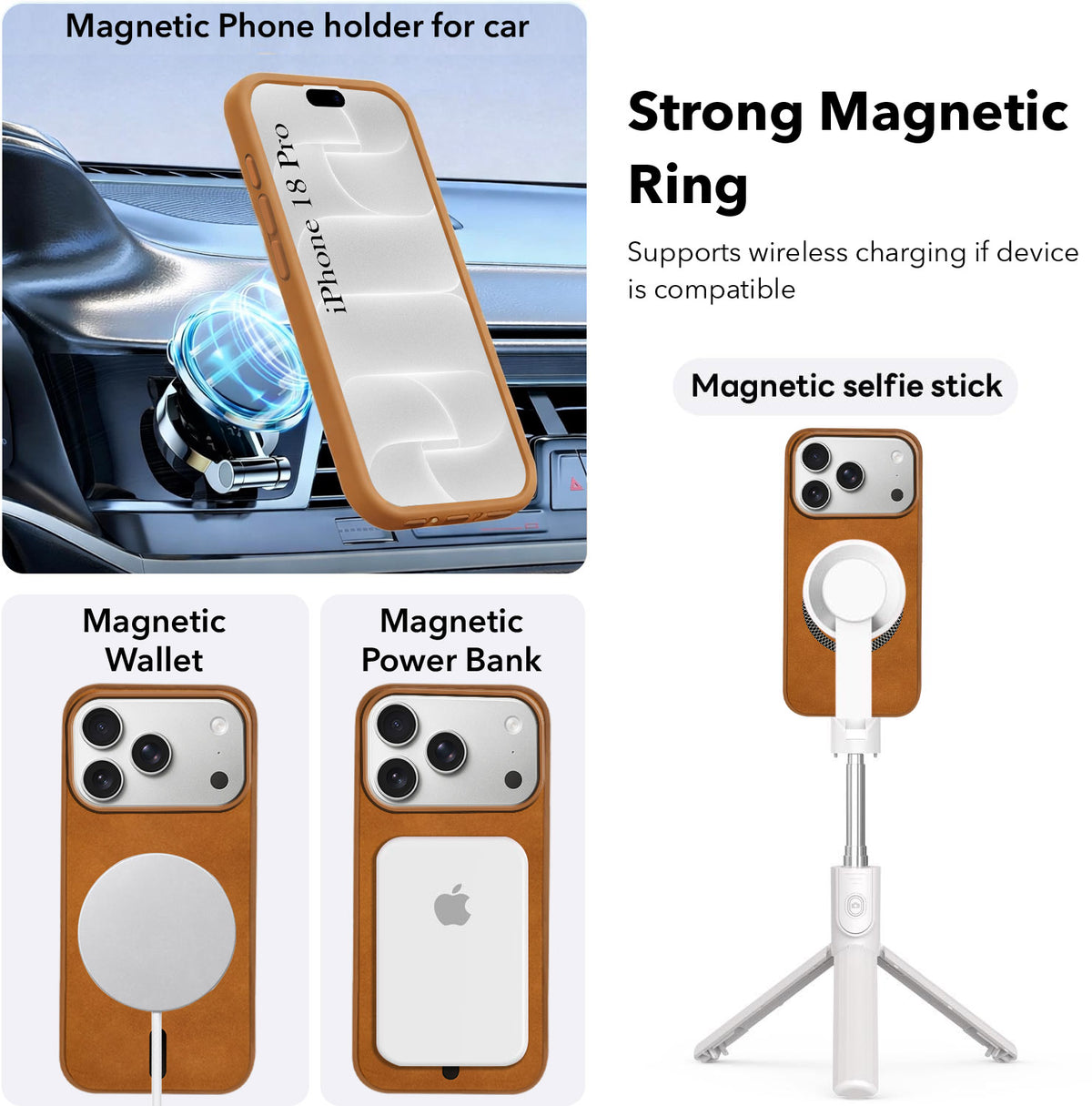For Apple iPhone 18 Pro Back Cover Case Leather Finish (MagSafe Compatible Wireless Charging | Soft Touch | Camera Bump Protection)