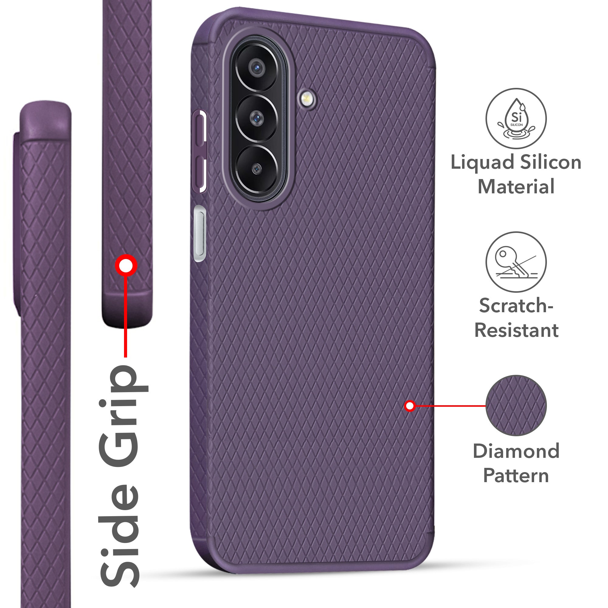 For Samsung Galaxy F70 Pro 5G Back Cover Case Liquid Silicone (Camera Protection | Side Grip Texture | Soft and Flexible)