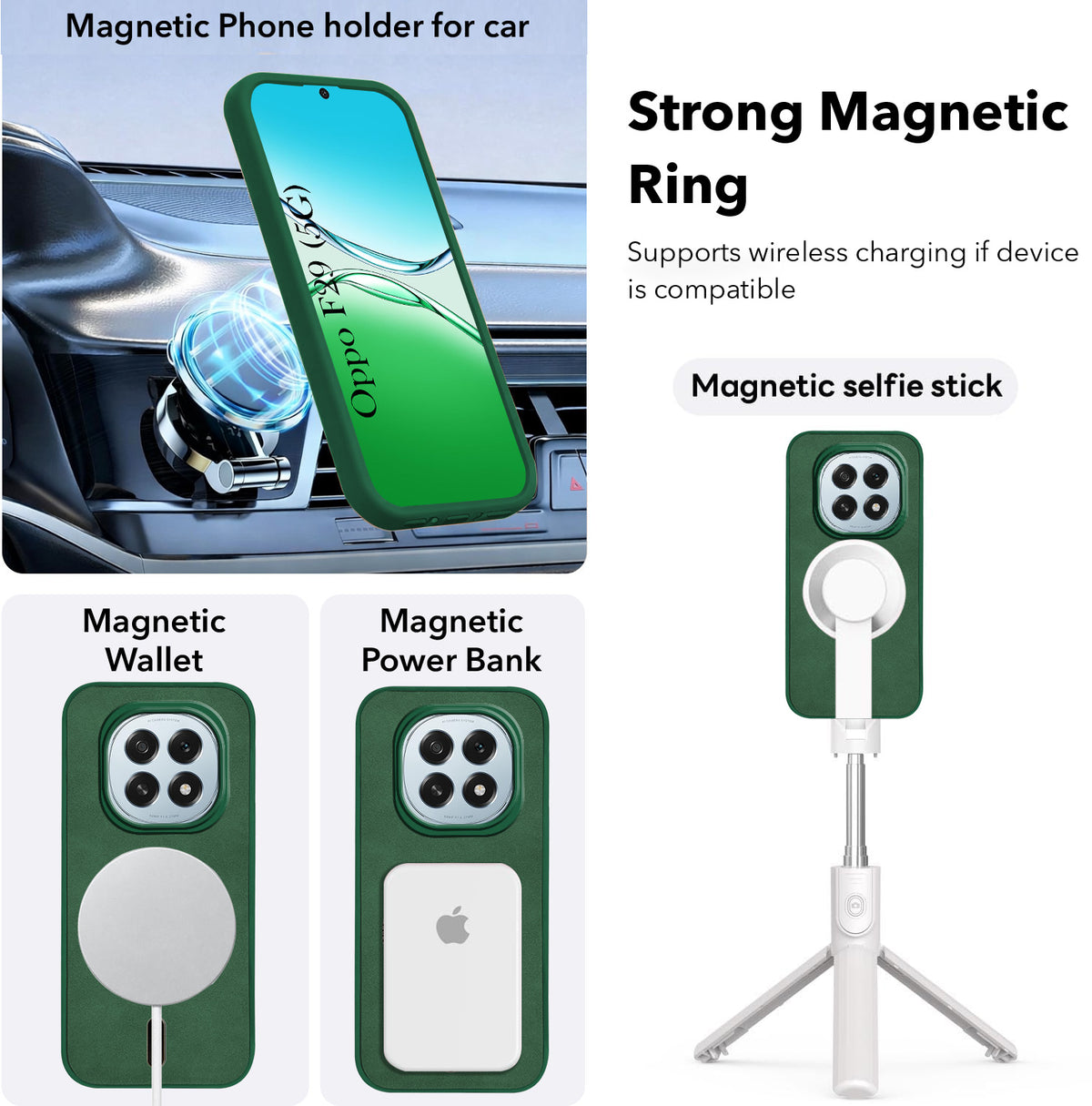 For Oppo F29 Back Cover Case Leather Finish (MagSafe Compatible Wireless Charging | Soft Touch | Camera Bump Protection)