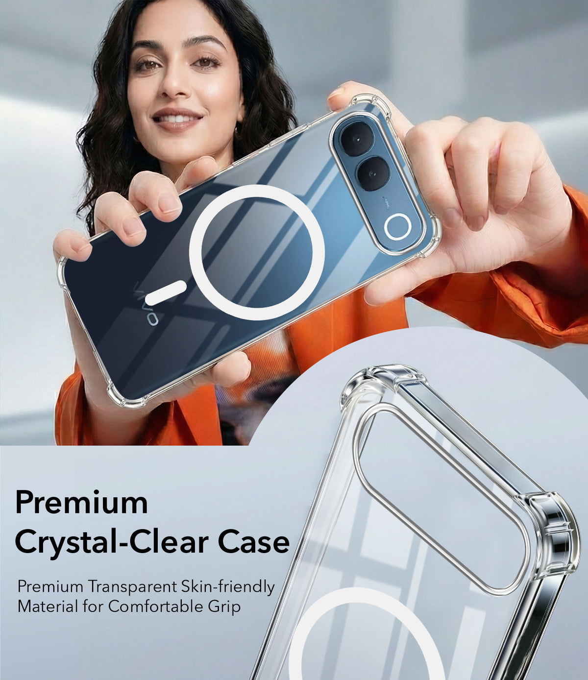 For Vivo S2 5G Back Cover Shockproof Crystal-Clear (Magsafe Wireless Support | Drop & Camera Protection | Hard Polycarbonate)