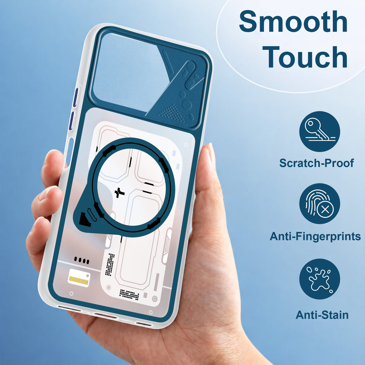 For Oppo A5X Metallic Back Cover Case (Metallic Camera Protection & Buttons | Translucent Milky Shade | Hard Polycarbonate)