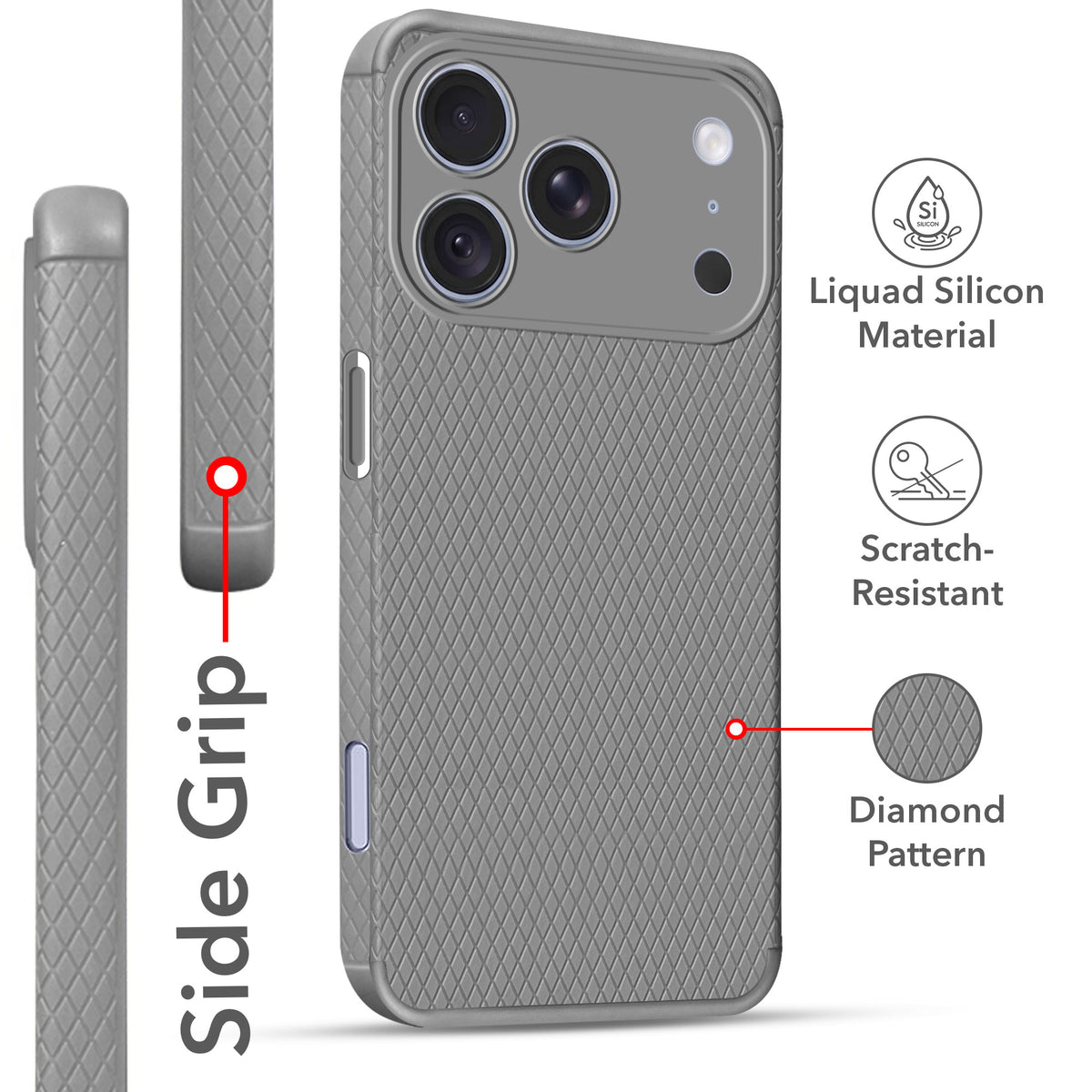 For Apple iPhone 18 Pro Back Cover Case (Liquid Silicone | Side Grip | Camera Protection)