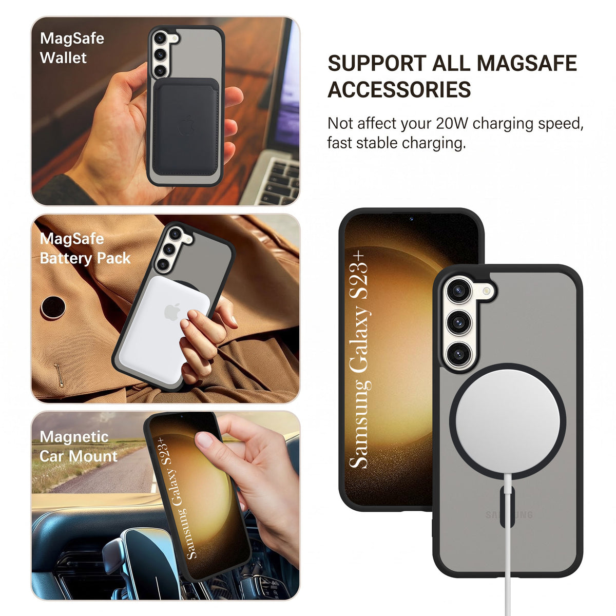 For Samsung Galaxy S23 Plus Matte Finish Back Case Cover (MagSafe Compatible | Translucent Soft Touch | Slim and Unbreakable)