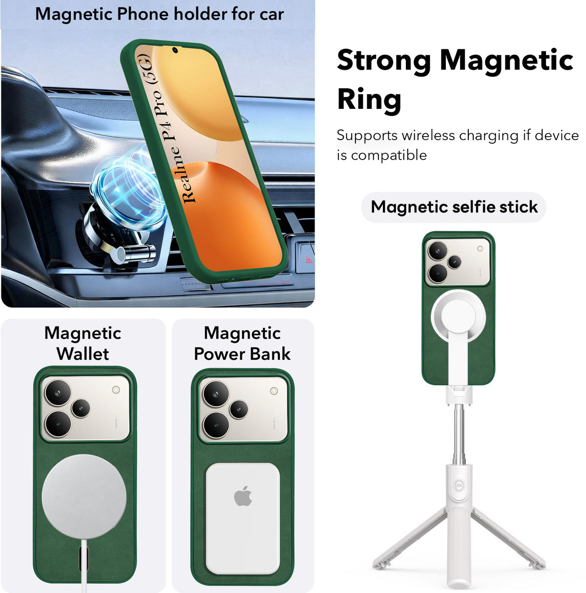 For Realme P4 Pro Back Cover Case Leather Finish (MagSafe Compatible Wireless Charging | Soft Touch | Camera Bump Protection)