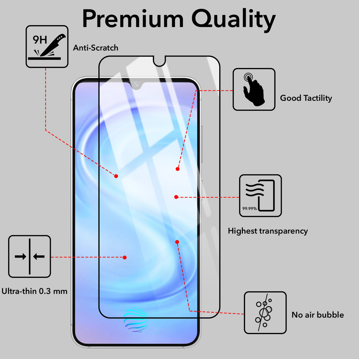 Tempered Glass For Vivo S1 | Vivo Z1x Military-Grade Gorilla Tempered Glass Screen Protector With Installation Kit | Shatterproof, Full Coverage, HD Clear, Scratch Resistant (Pack of 1)