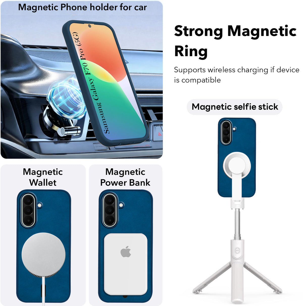 For Samsung Galaxy F70 Pro 5G Back Cover Case Leather Finish (MagSafe Compatible Wireless Charging | Soft Touch | Camera Bump Protection)
