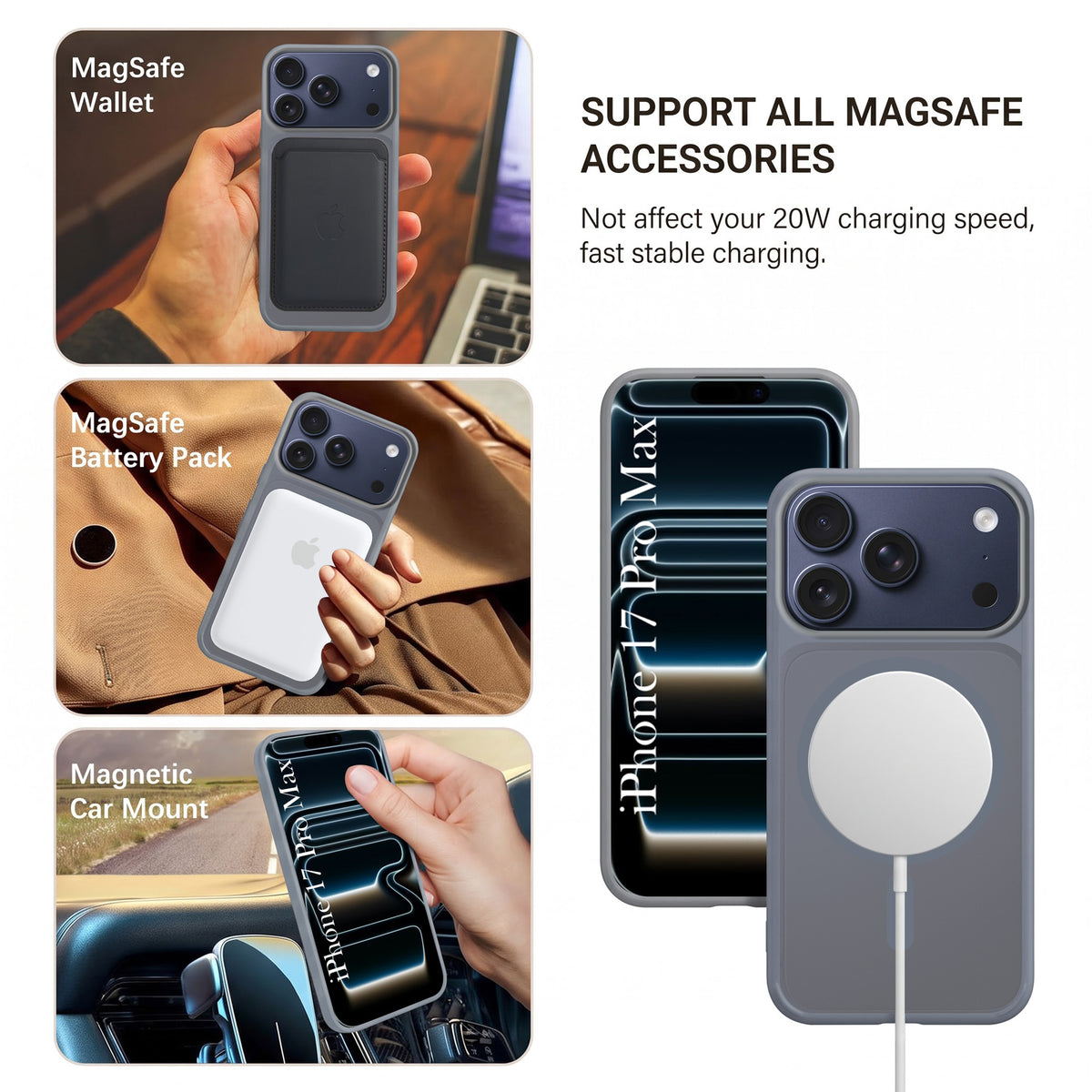 For Apple iPhone 17 Pro Max Matte Finish Back Case Cover (MagSafe Compatible | Translucent Soft Touch | Slim and Unbreakable)