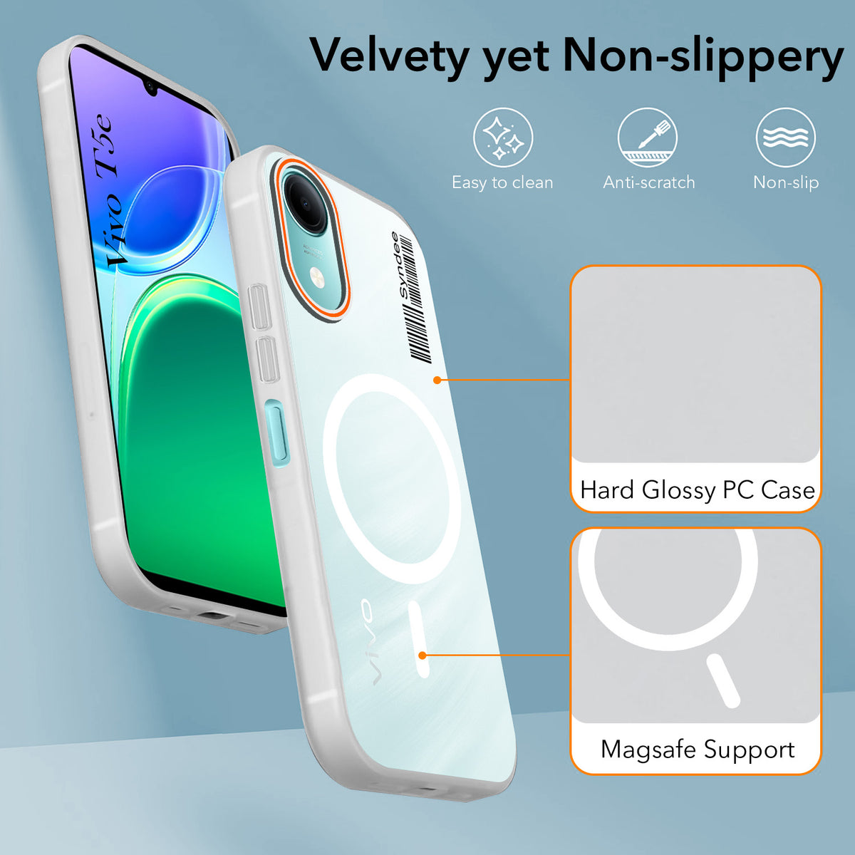 For Vivo T5e 4G Back Cover Case (Soft Touch | Camera Bump Protection | MagSafe Compatible | Matte Finish)