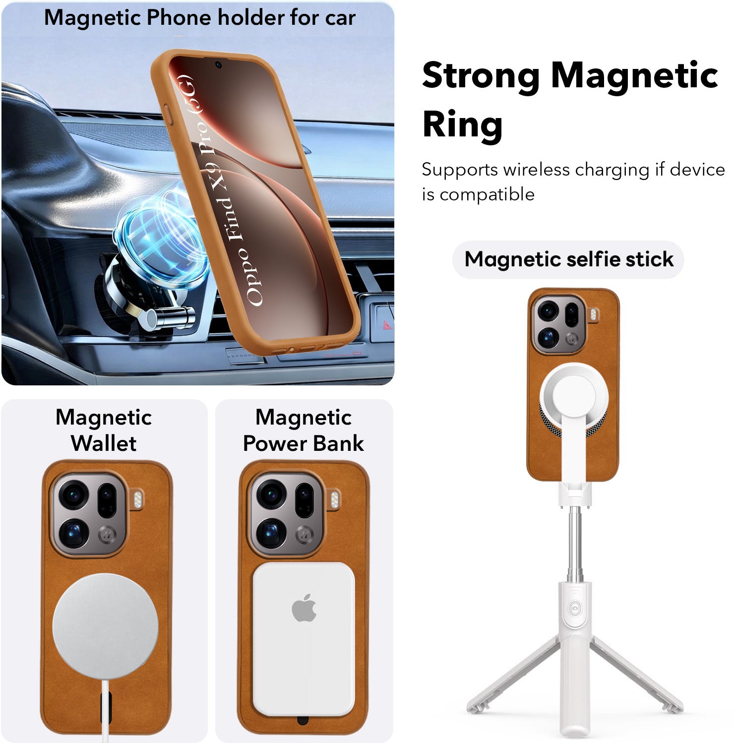 For Oppo Find X9 Pro Back Cover Case Leather Finish (MagSafe Compatible Wireless Charging | Soft Touch | Camera Bump Protection)
