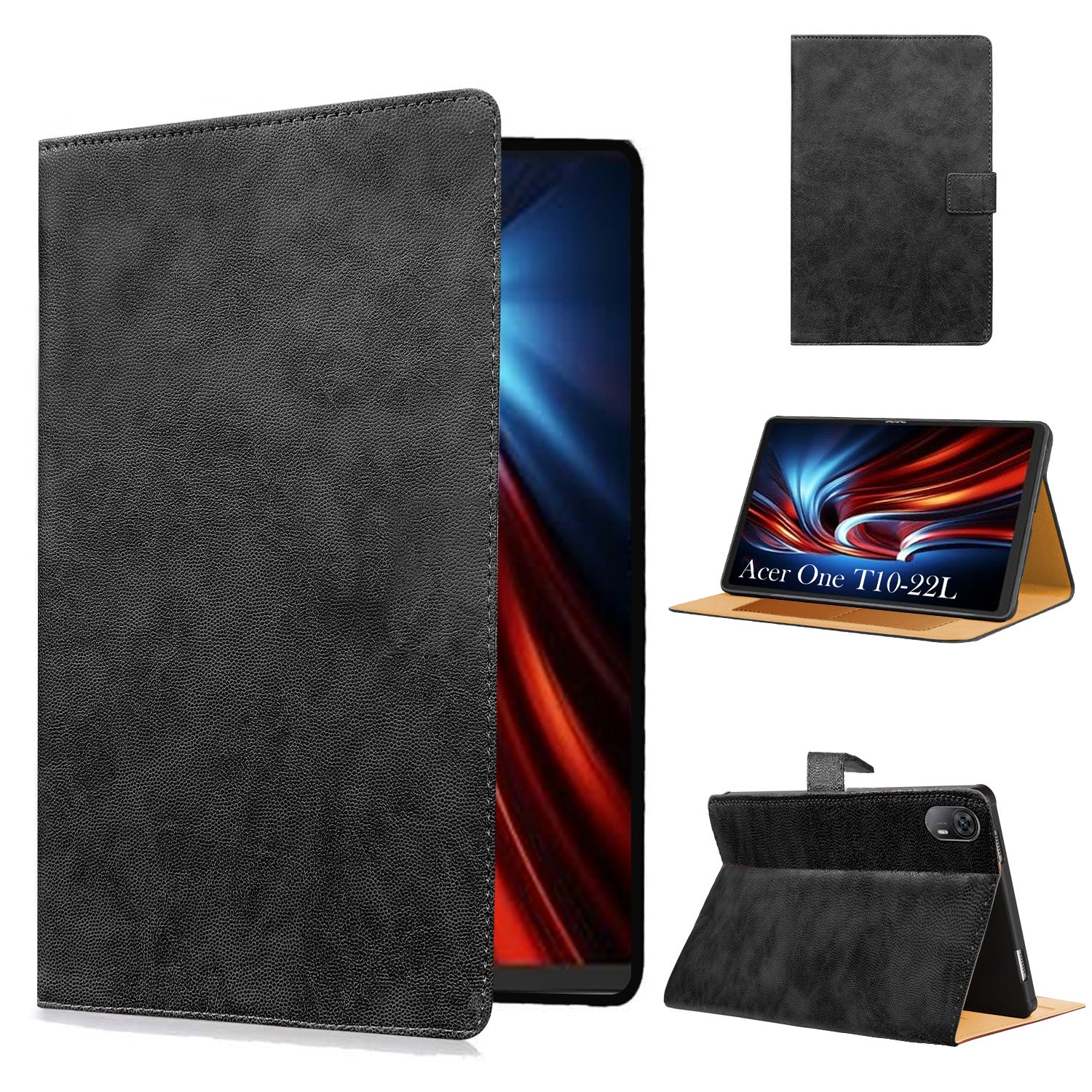 For Acer One T10-22L 10.36 Inch Flip Cover Folio Cover (PU Leather | Multi-Angle Smart Stand | Card Storage Slots | Silicone Back Pouch)