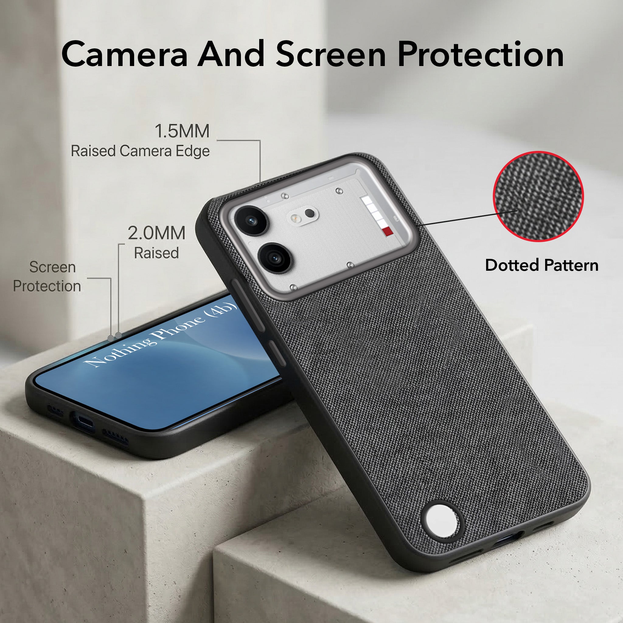 For Nothing Phone 4B 5G Combo (Textured Grip Design | Micro-Fiber Cloth Inside | Oleophobic Coating Screen Glass)