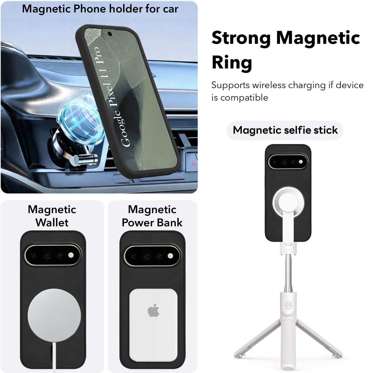 For Google Pixel 11 Pro Back Cover Case Leather Finish (MagSafe Compatible Wireless Charging | Soft Touch | Camera Bump Protection)