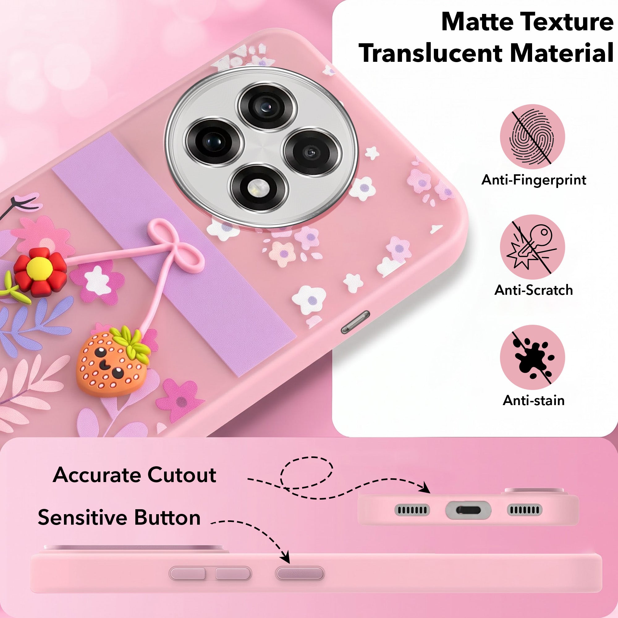 For OnePlus 13R Back Cover Case (3D Cute Cartoons | Hard Back Side Soft | Matte Premium Finish | HD Printing)
