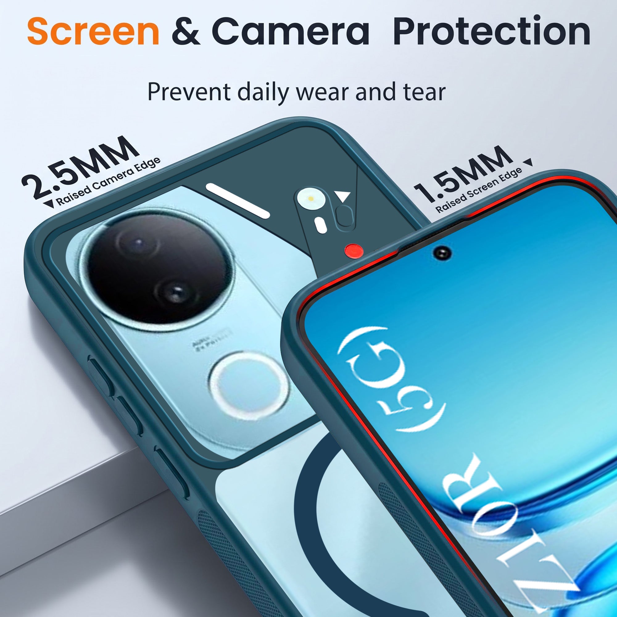 For Vivo iQOO Z10R Back Cover Case Lifetime Anti-Yellow Clear (Camera Protection | Side Grip | Wireless MagSafe Compatible)