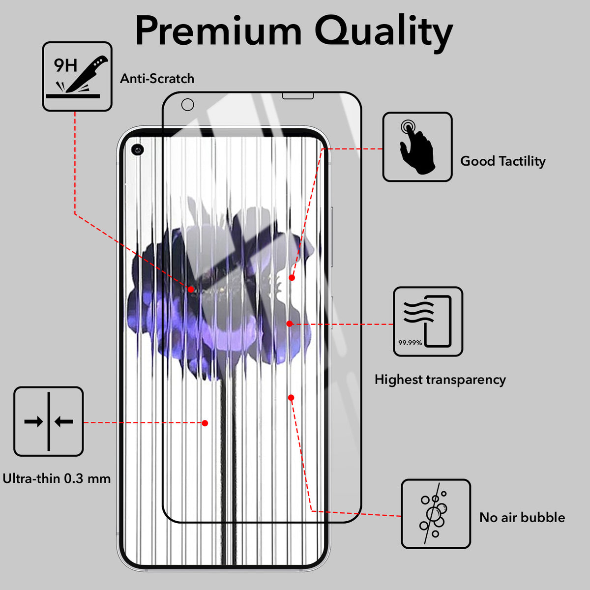 Tempered Glass For Nothing Phone 1 Military-Grade Gorilla Tempered Glass Screen Protector With Installation Kit | Shatterproof, Full Coverage, HD Clear, Scratch Resistant (Pack of 1)