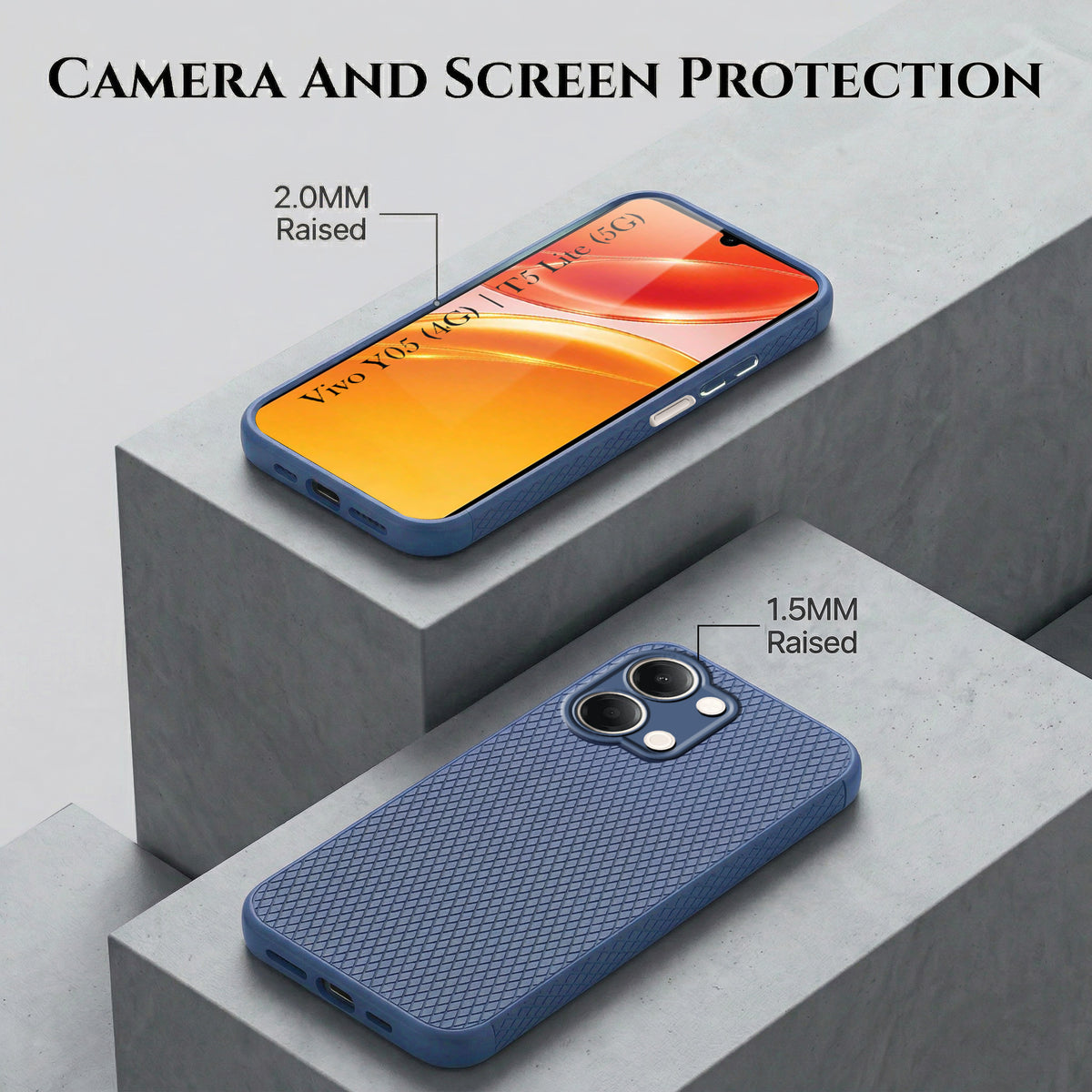 For Vivo Y05 (4G) | Vivo T5 Lite (5G)  Combo with Back Cover and 9H Tempered Glass (Liquid Silicone | Camera Protection | Oleophobic Coating Screen Glass)