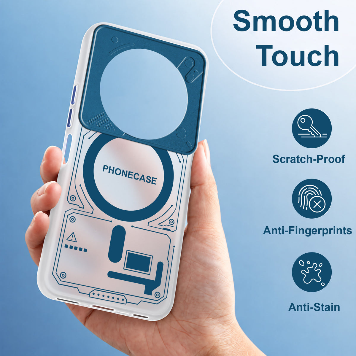 For Poco C75 | Poco M7 Metallic Back Cover Case (Metallic Camera Protection & Buttons | Translucent Milky Shade | Hard Polycarbonate)