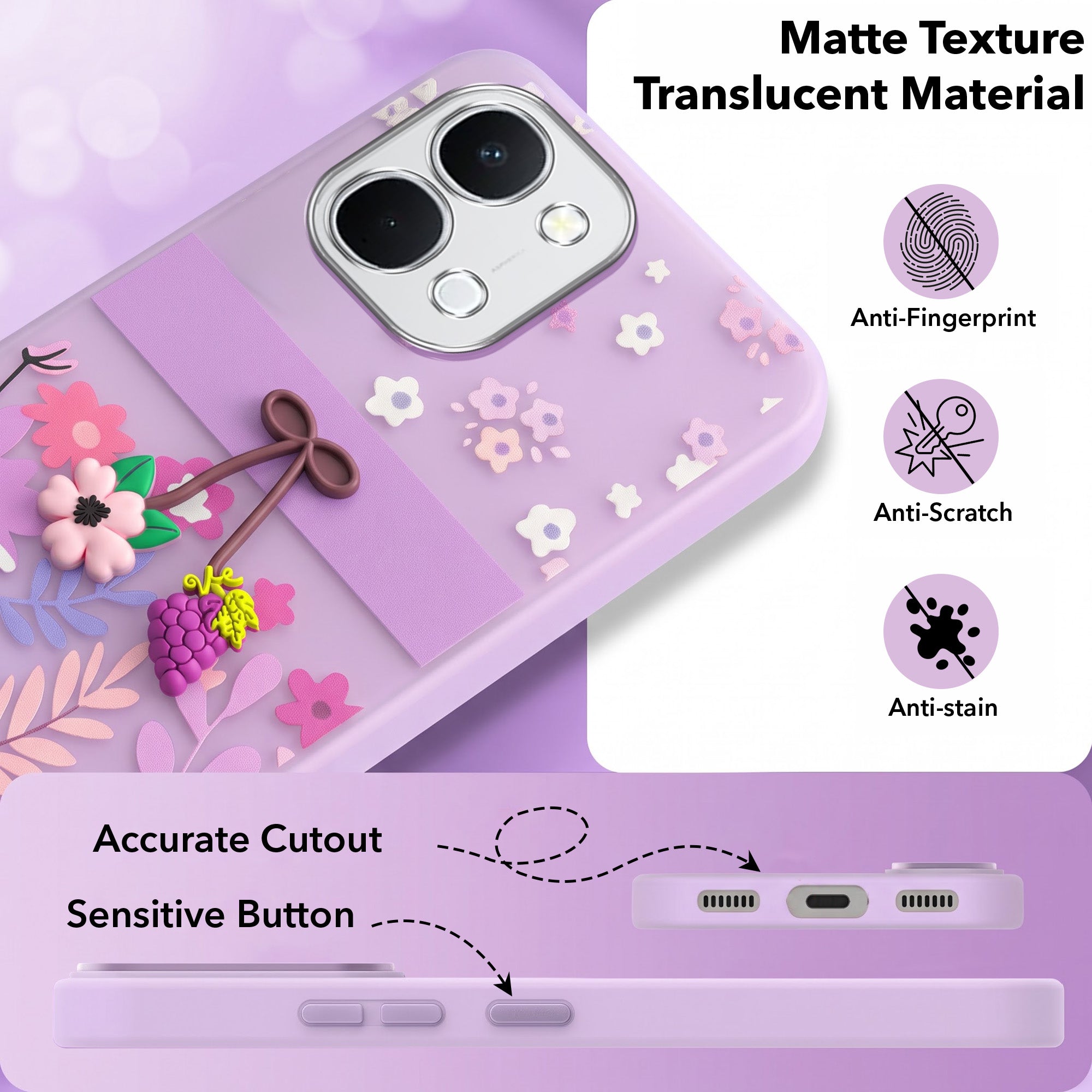 For Vivo Y51 Pro 5G | Vivo T5x Back Cover Case (3D Cute Cartoons | Hard Back Side Soft | Matte Premium Finish | HD Printing)