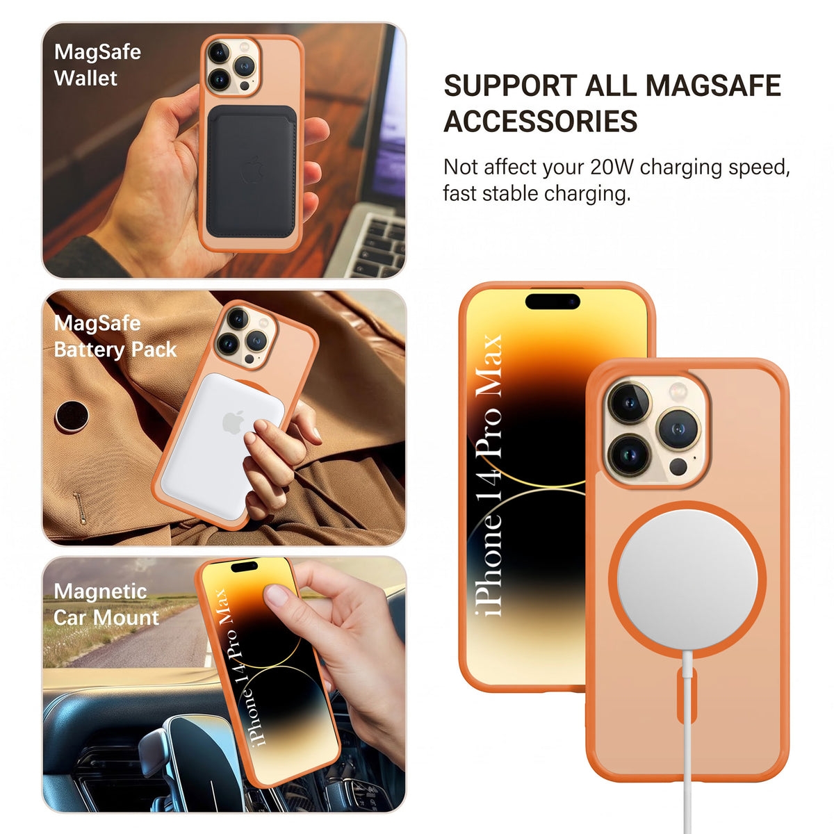 For Apple iPhone 14 Pro Max Matte Finish Back Case Cover (MagSafe Compatible | Translucent Soft Touch | Slim and Unbreakable)