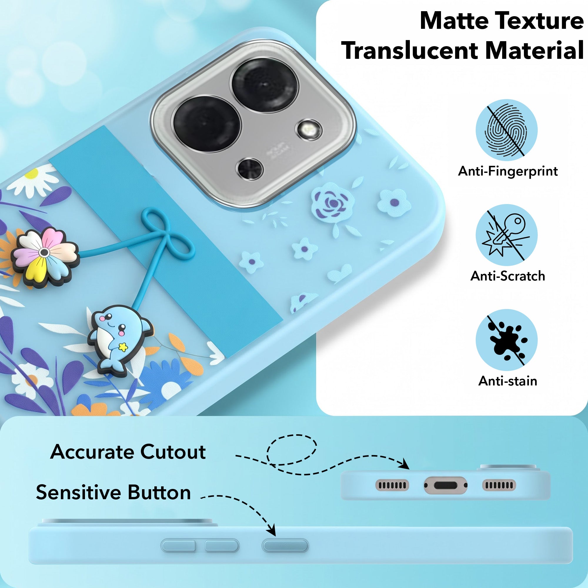 For Poco C85 5G Back Cover Case (3D Cute Cartoons | Hard Back Side Soft | Matte Premium Finish | HD Printing)