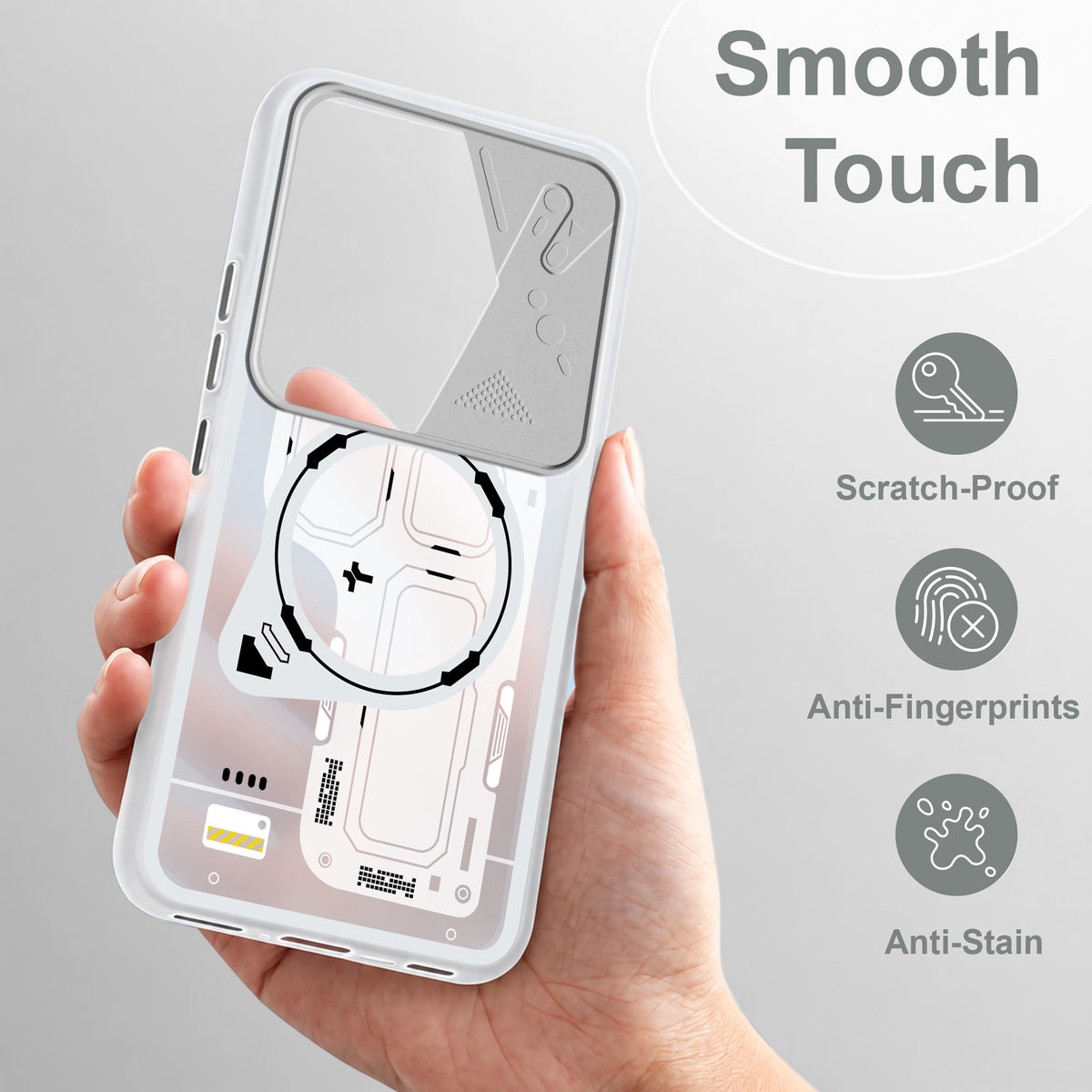 For Vivo iQOO Z10R Metallic Back Cover Case (Metallic Camera Protection & Buttons | Translucent Milky Shade | Hard Polycarbonate)
