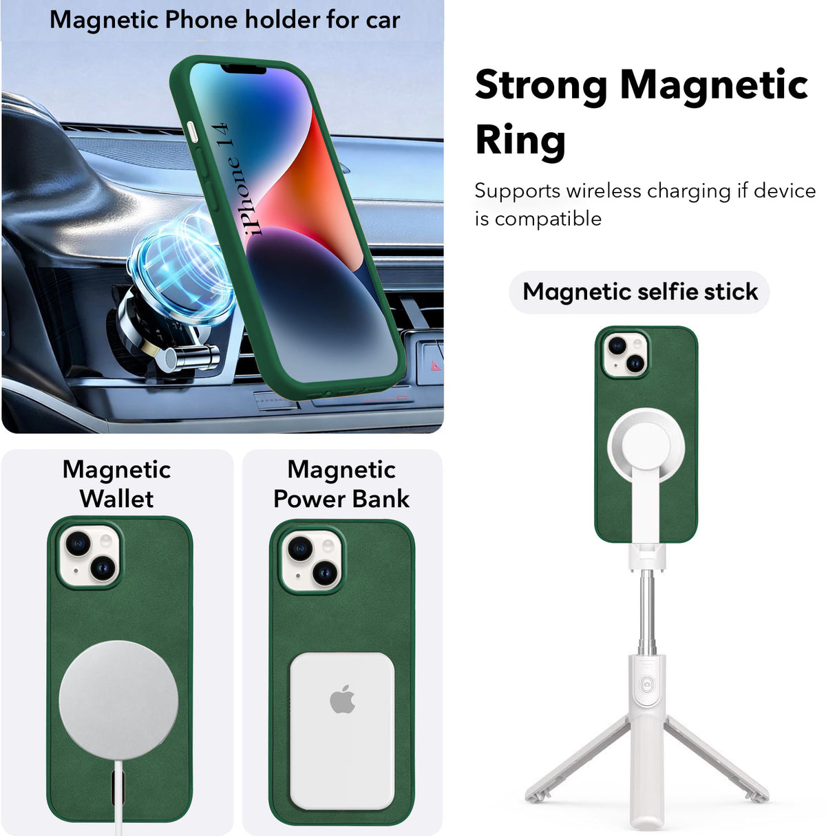 For Apple iPhone 14 Back Cover Case (Sleek Leather Finish | MagSafe Compatible Wireless Charging | Camera Bump Protection)