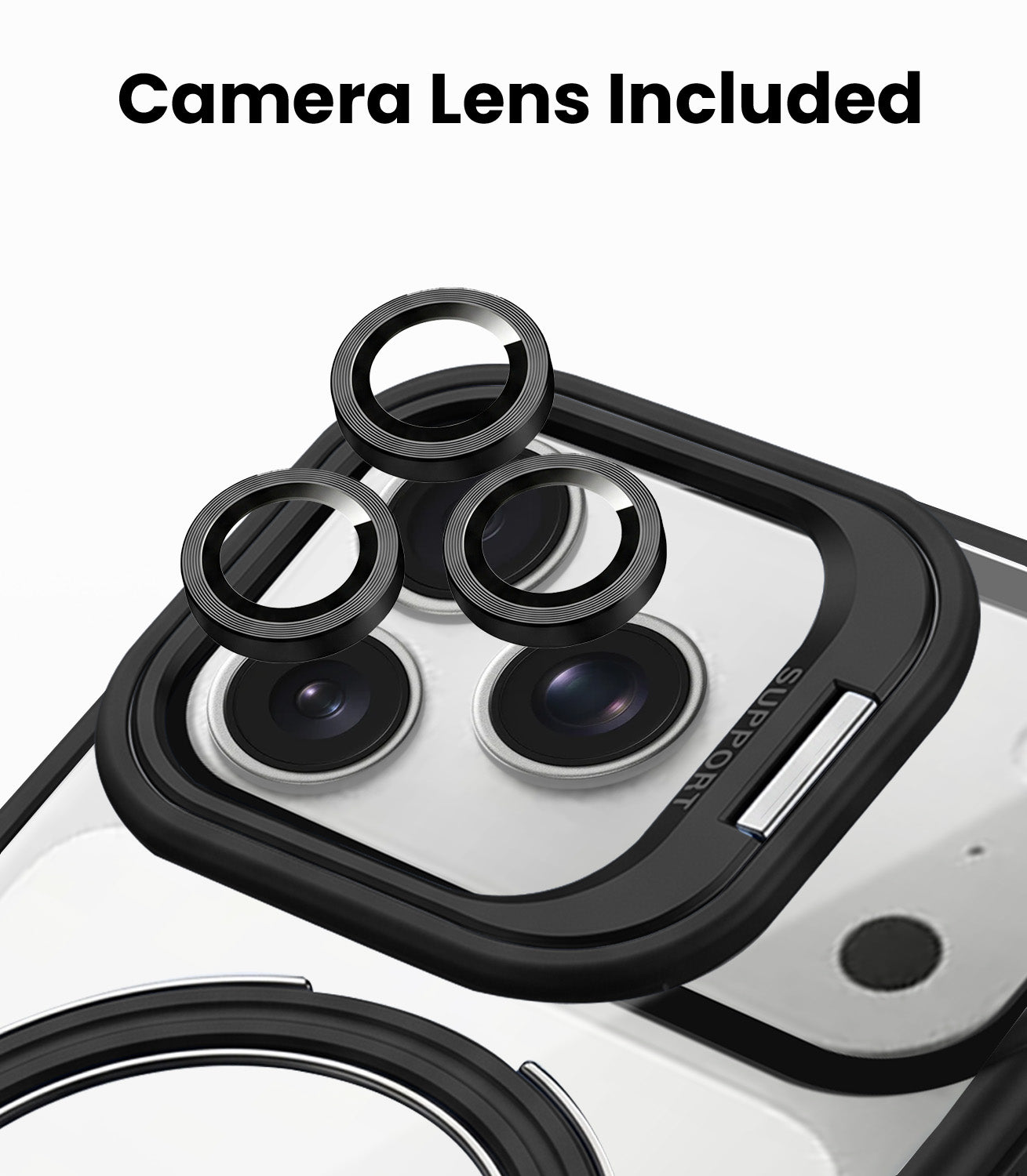 For Apple iPhone 17 Pro Back Cover Case Crystal (Lifetime Anti Yellow | Magnetic Ring Stand | Camera Lens Protection | MagSafe Compatible)