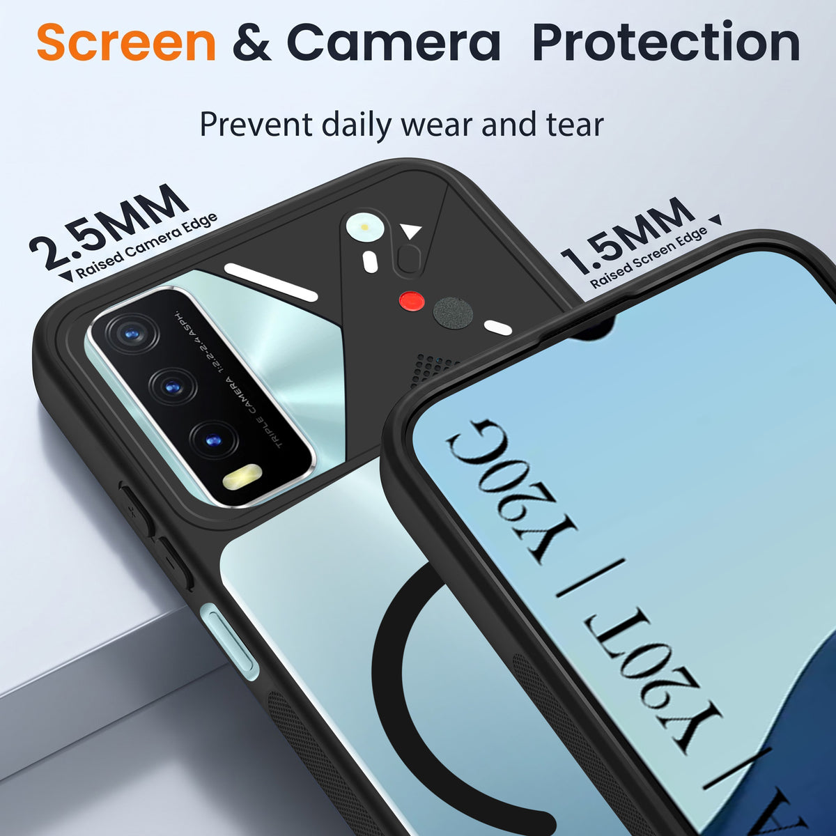 For Vivo Y20A | Y20T | Y20G Back Cover Case Lifetime Anti-Yellow Clear (Camera Protection | Side Grip | Wireless MagSafe Compatible)