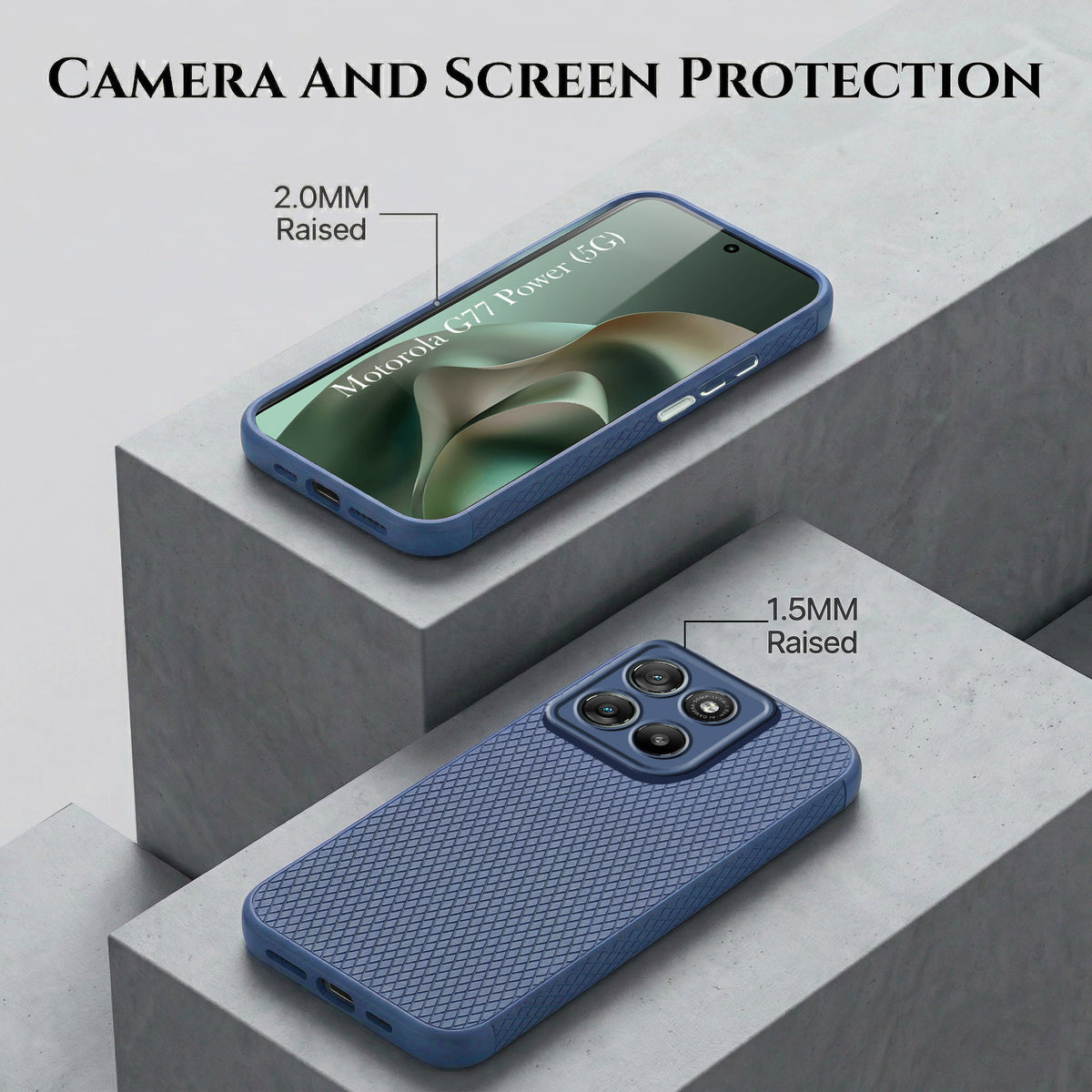 For Motorola Moto G77 Power Combo with Back Cover and 9H Tempered Glass (Liquid Silicone | Camera Protection | Oleophobic Coating Screen Glass)