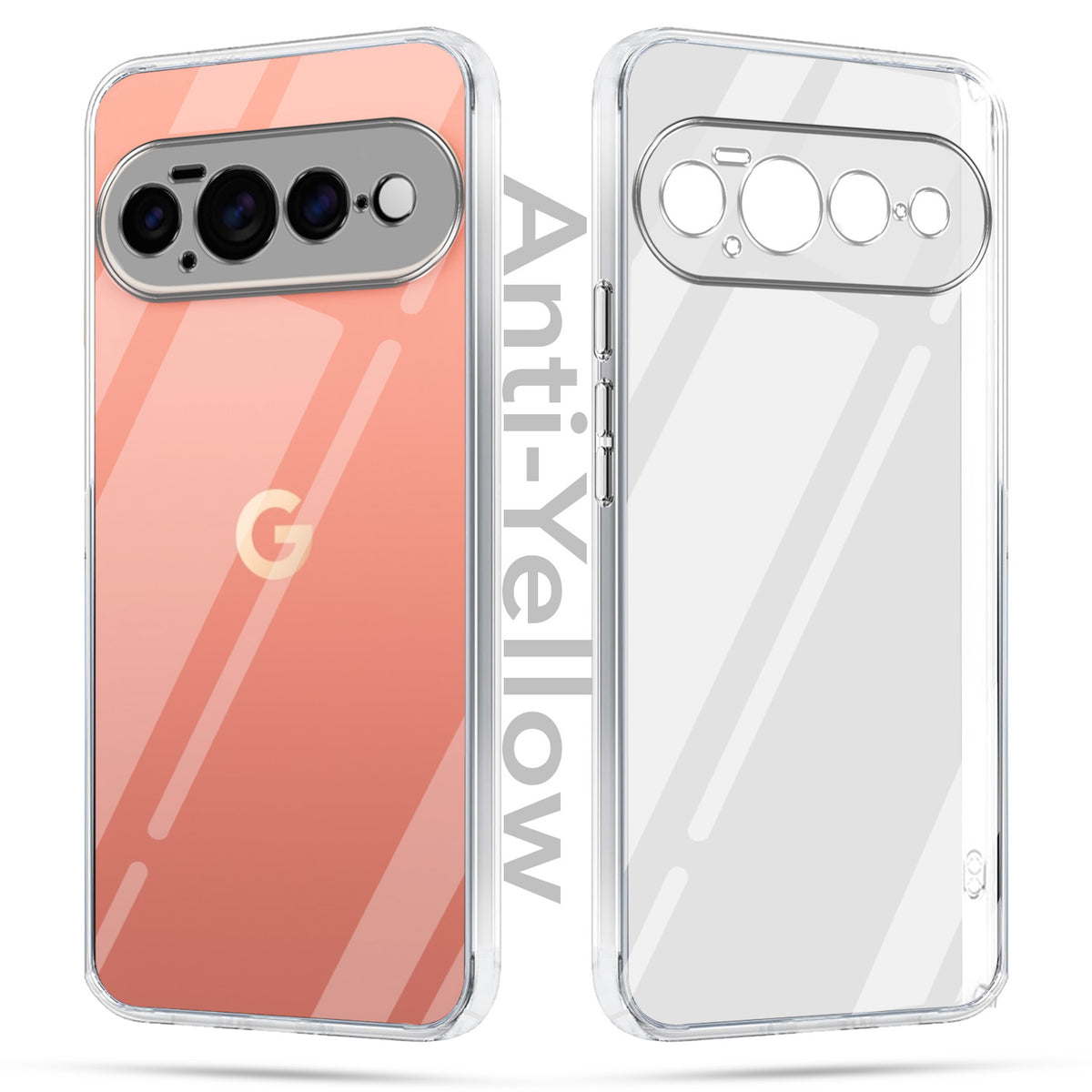 For Google Pixel 11 Pro XL Combo with Back Cover and 9H Tempered Glass (Lifetime Anti-Yellow | Sleek Hard Crystal | Oleophobic Coating Screen Glass)