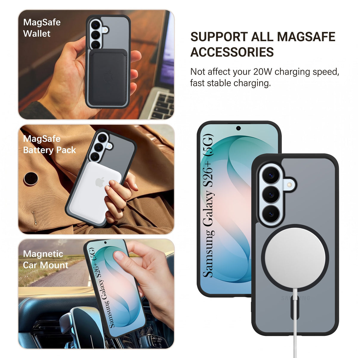 For Samsung Galaxy S26 Plus Matte Finish Back Case Cover (MagSafe Compatible | Translucent Soft Touch | Slim and Unbreakable)