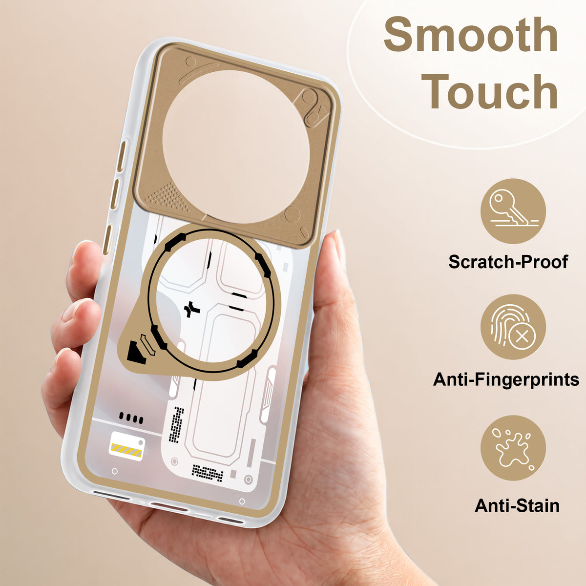 For Vivo T4 Metallic Back Cover Case (Metallic Camera Protection & Buttons | Translucent Milky Shade | Hard Polycarbonate)
