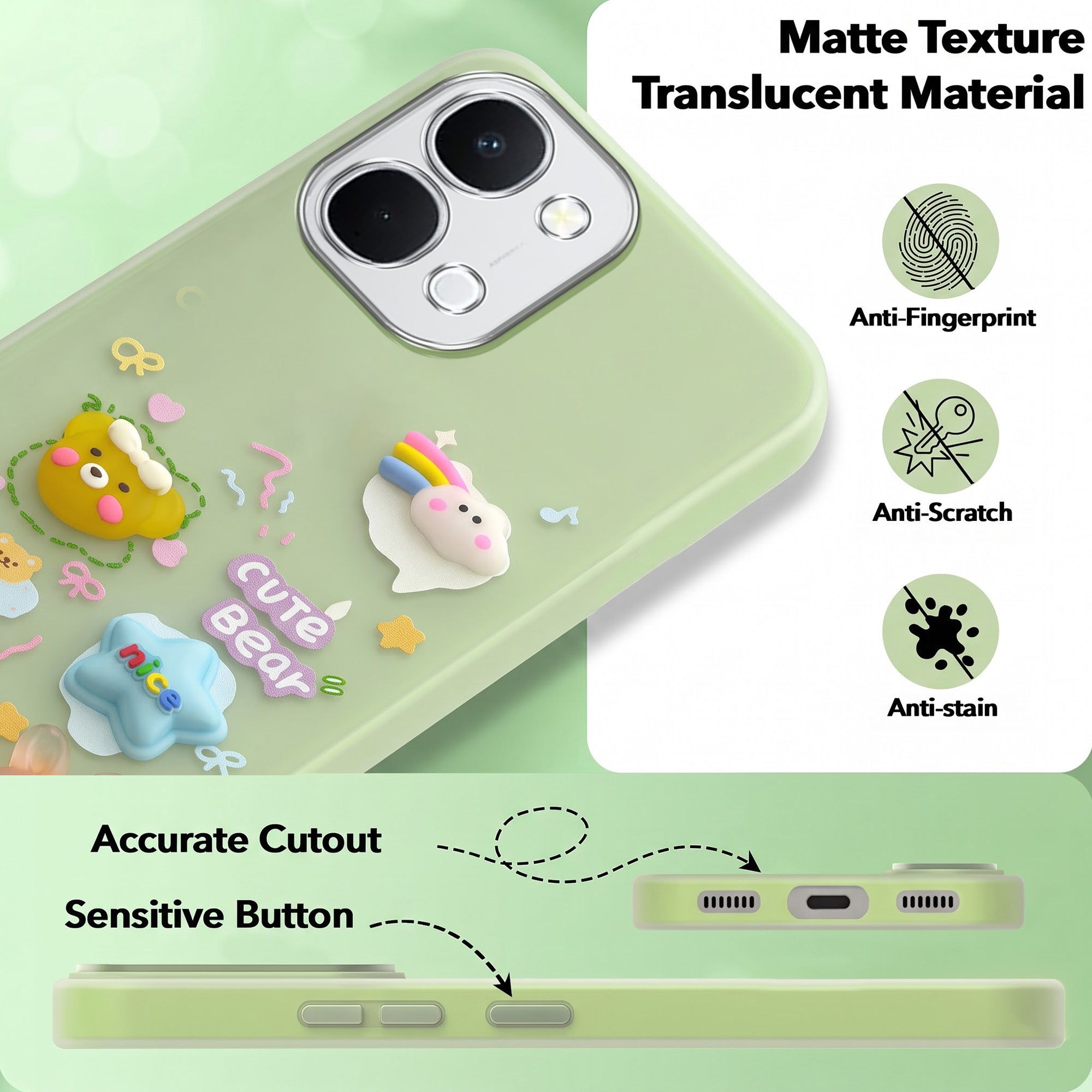 For Vivo Y51 Pro 5G | Vivo T5x Back Cover Case (3D Cute Cartoons | Hard Back Side Soft | Matte Premium Finish | HD Printing)