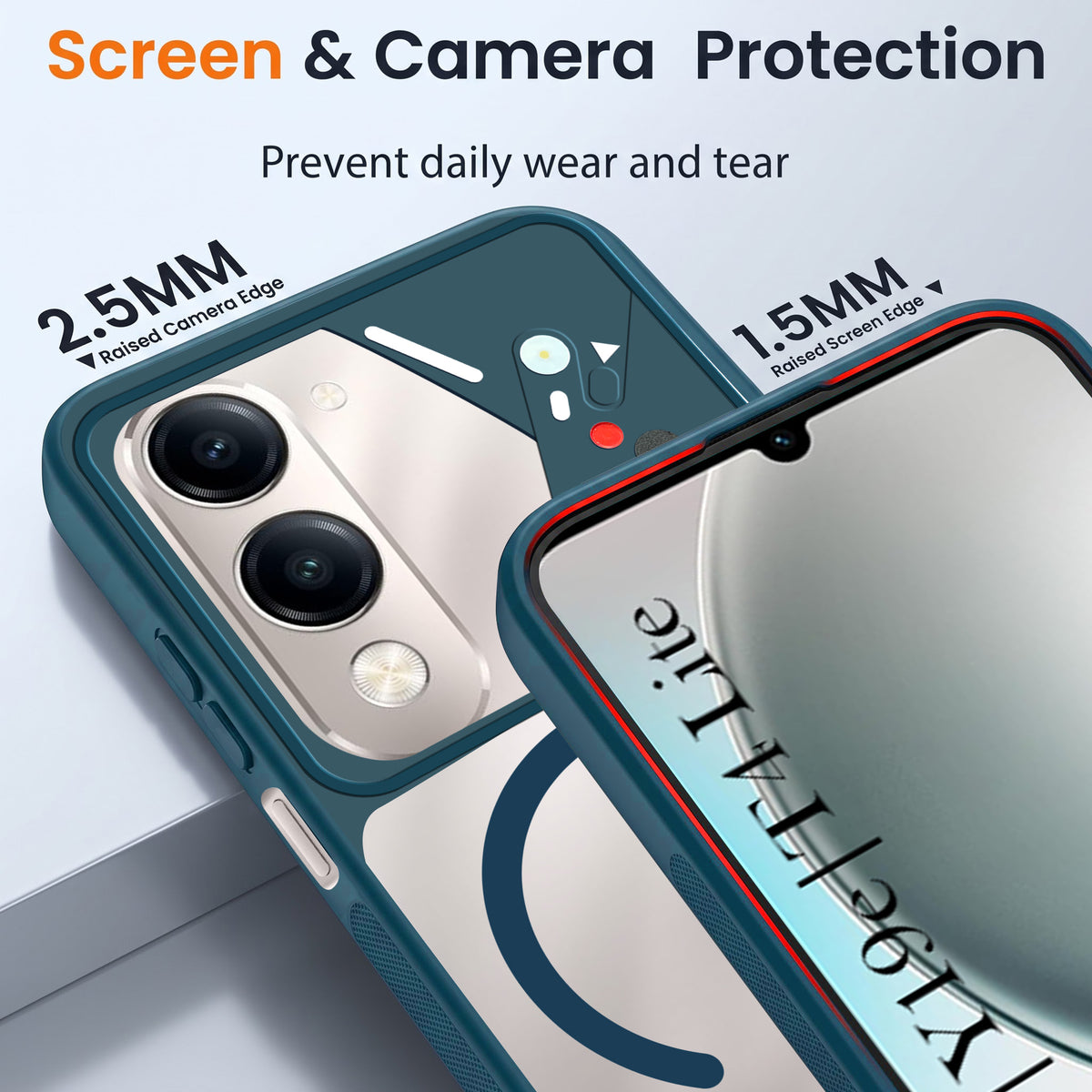 For Vivo Y19 | Vivo Y19e | Vivo T4 Lite Back Cover Case Lifetime Anti-Yellow Clear (Camera Protection | Side Grip | Wireless MagSafe Compatible)