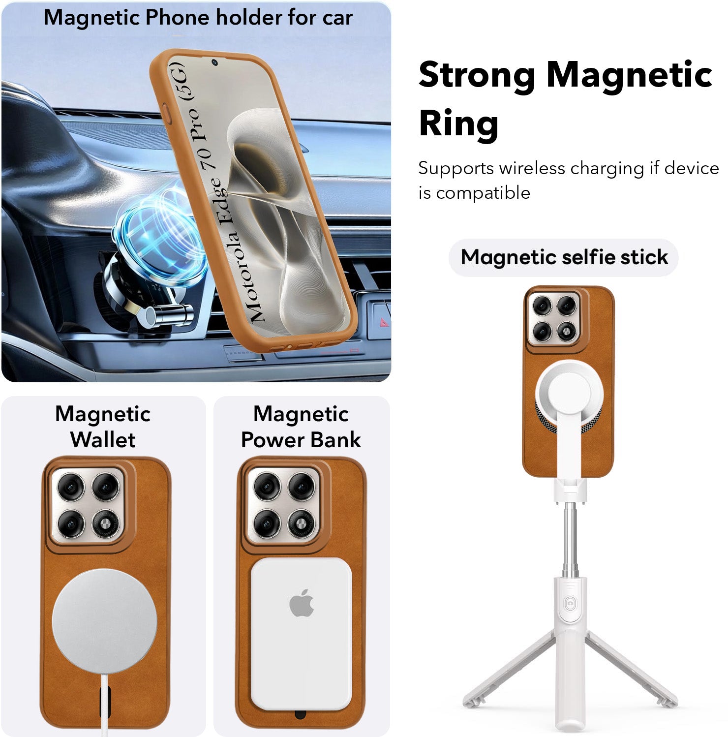 For Motorola Moto Edge 70 Pro Back Cover Case Leather Finish (MagSafe Compatible Wireless Charging | Soft Touch | Camera Bump Protection)